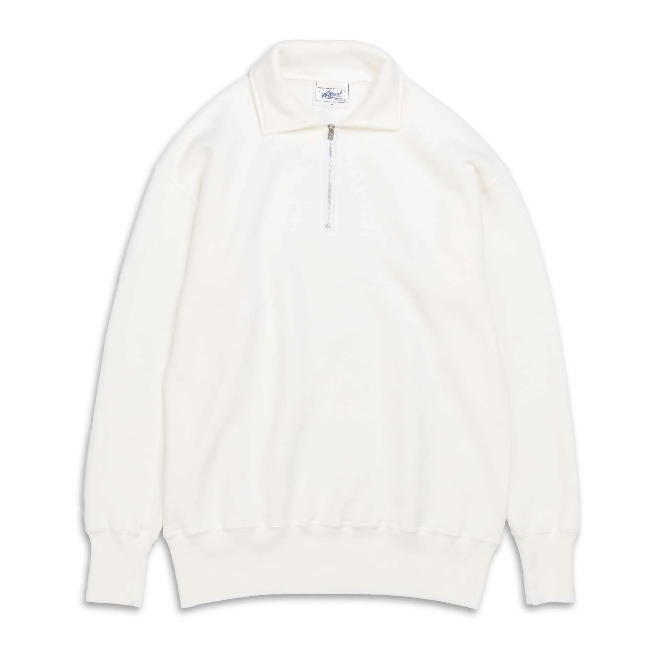 Allevol Loopwheel Quarter Zip Sweatshirt White
