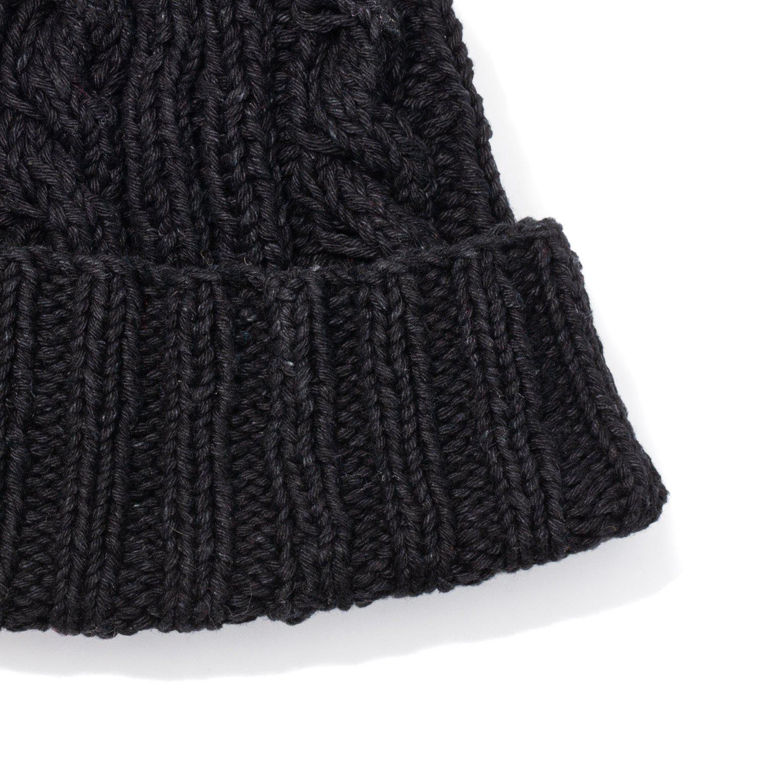 Allevol x Inverallan Cable Knit Cotton Beanie 22F Black - Image 4