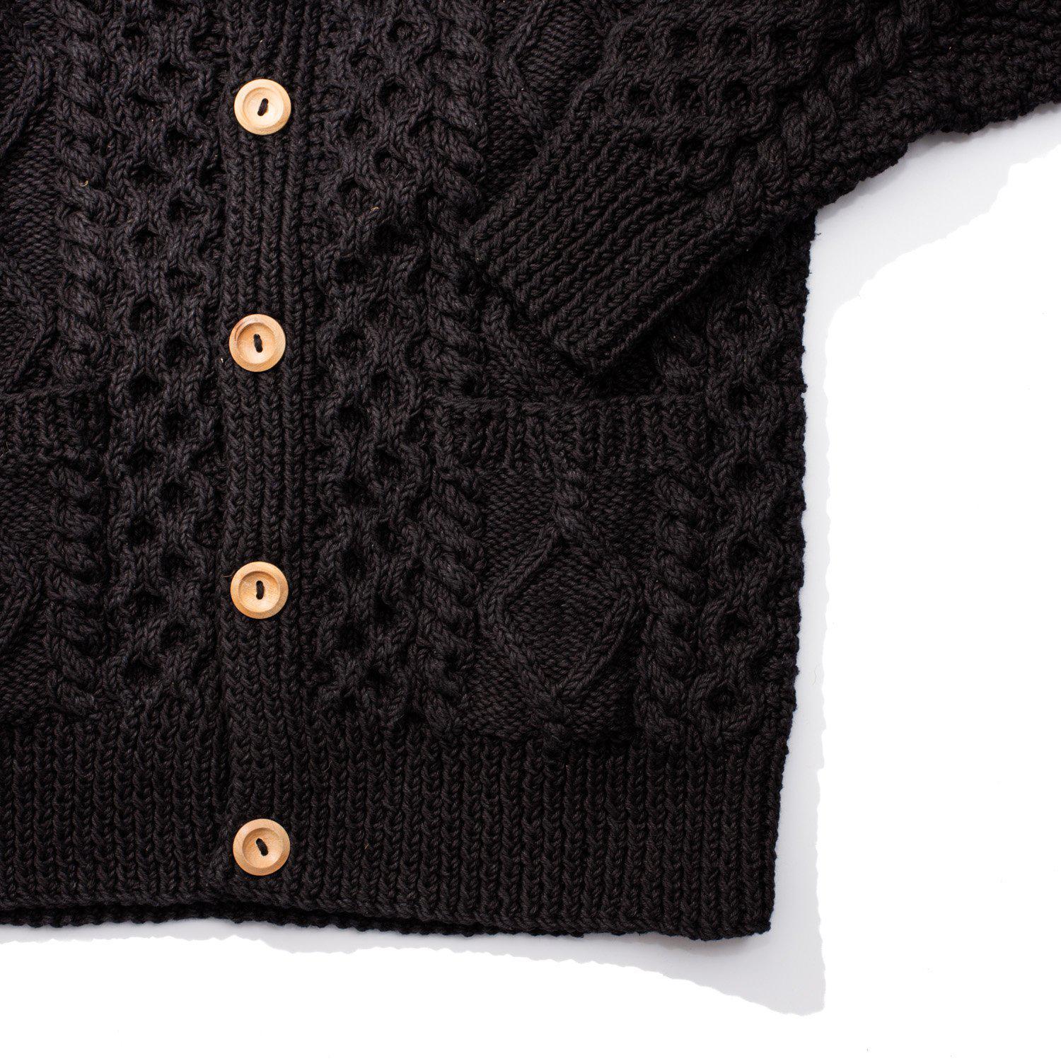 Allevol x Inverallan Shawl Collar Cardigan 6A Indigo Cotton Black - Image 4