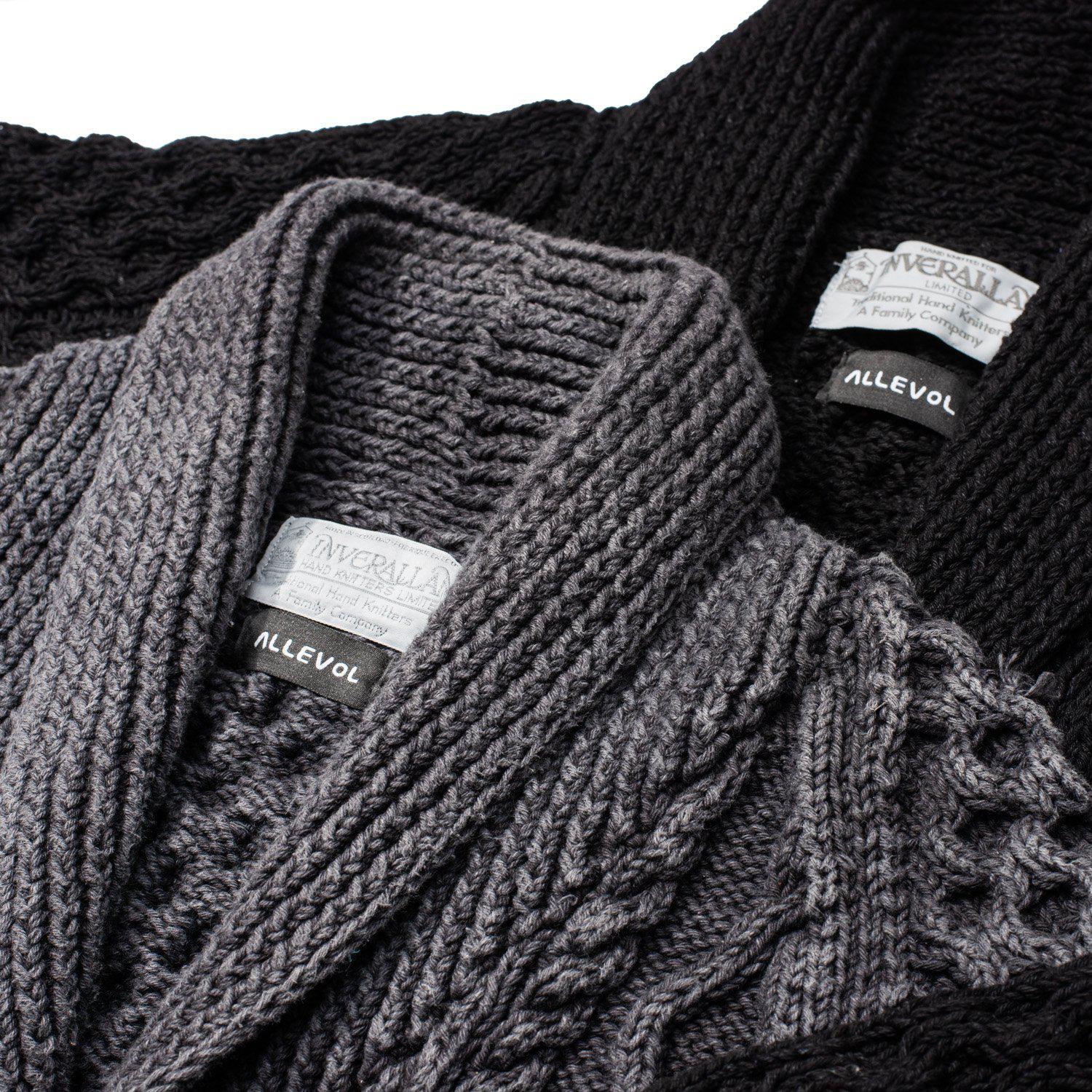 Allevol x Inverallan Shawl Collar Cardigan 6A Indigo Cotton Black - Image 8