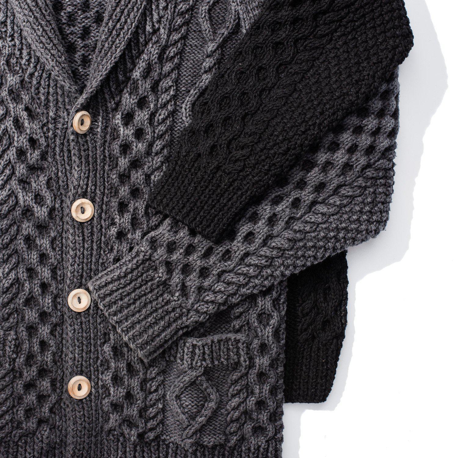 Allevol x Inverallan Shawl Collar Cardigan 6A Indigo Cotton Black - Image 9