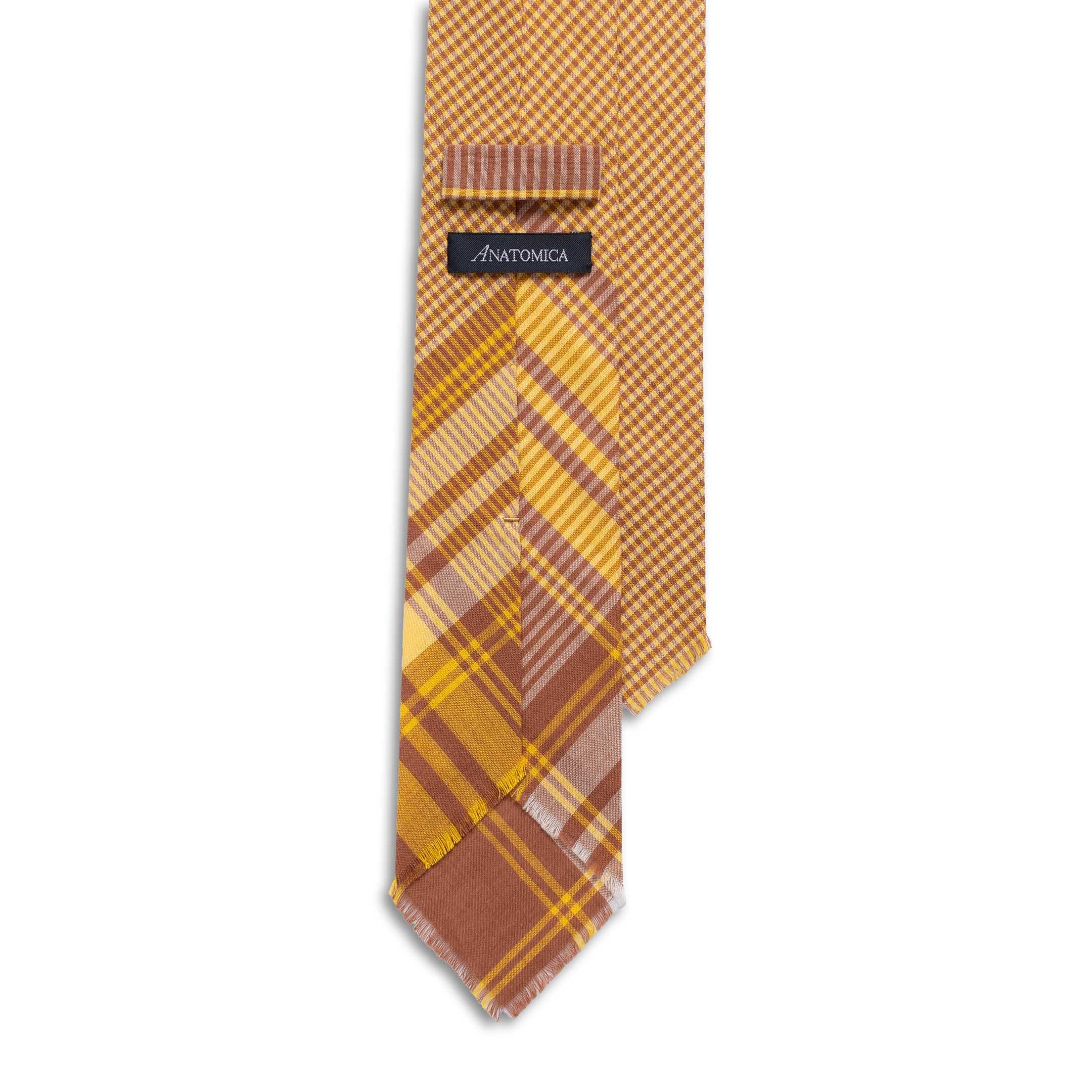 Anatomica Hand Fringed Madras Tie Mustard - Image 2