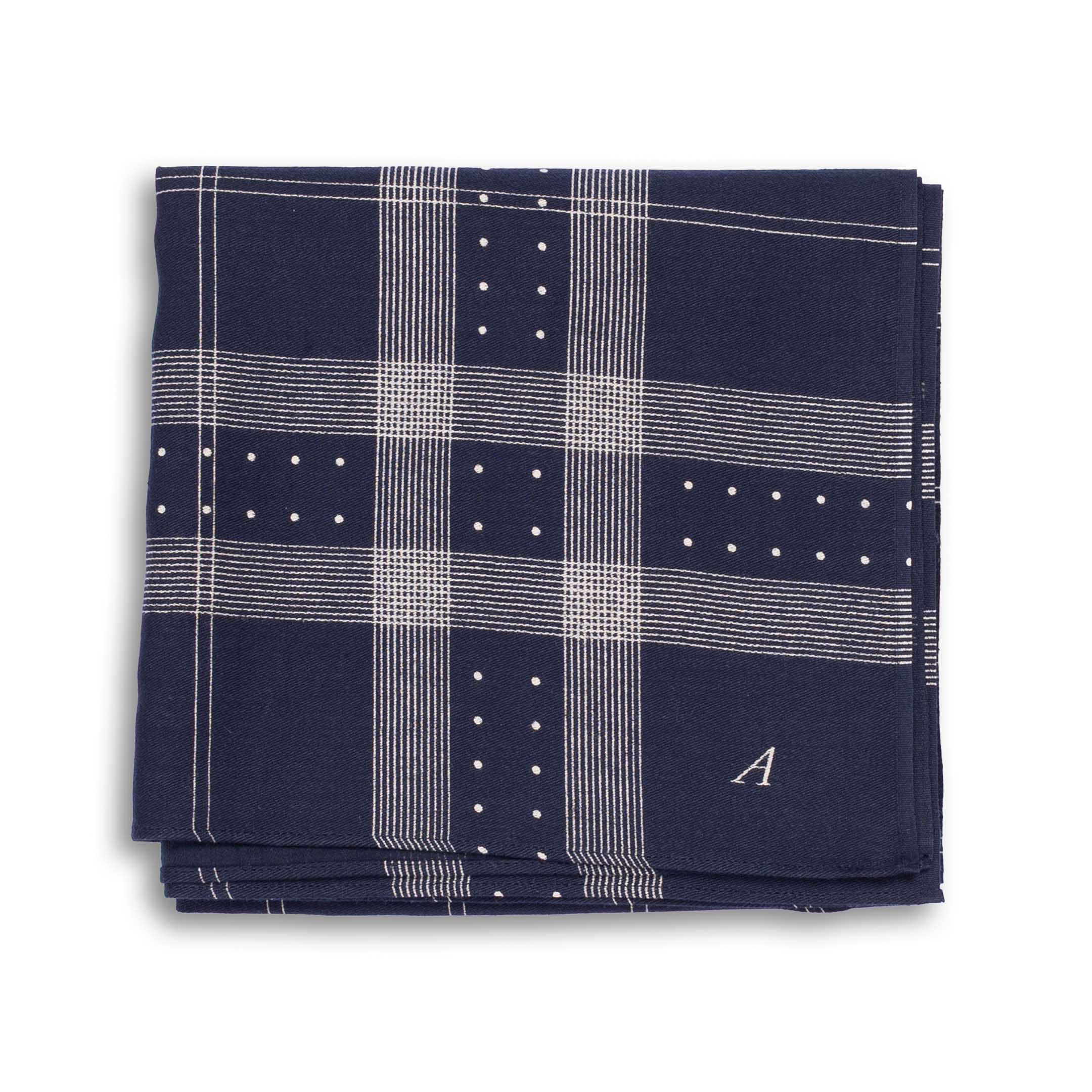 Anatomica Satin Scarf Stripe Dot Navy - Image 2