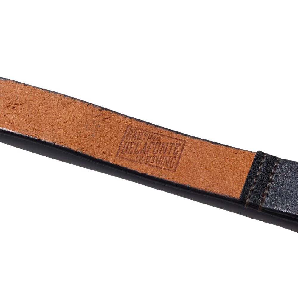 Belafonte Ragtime Leather Garrison Belt (30mm) Black x Brass - Image 3