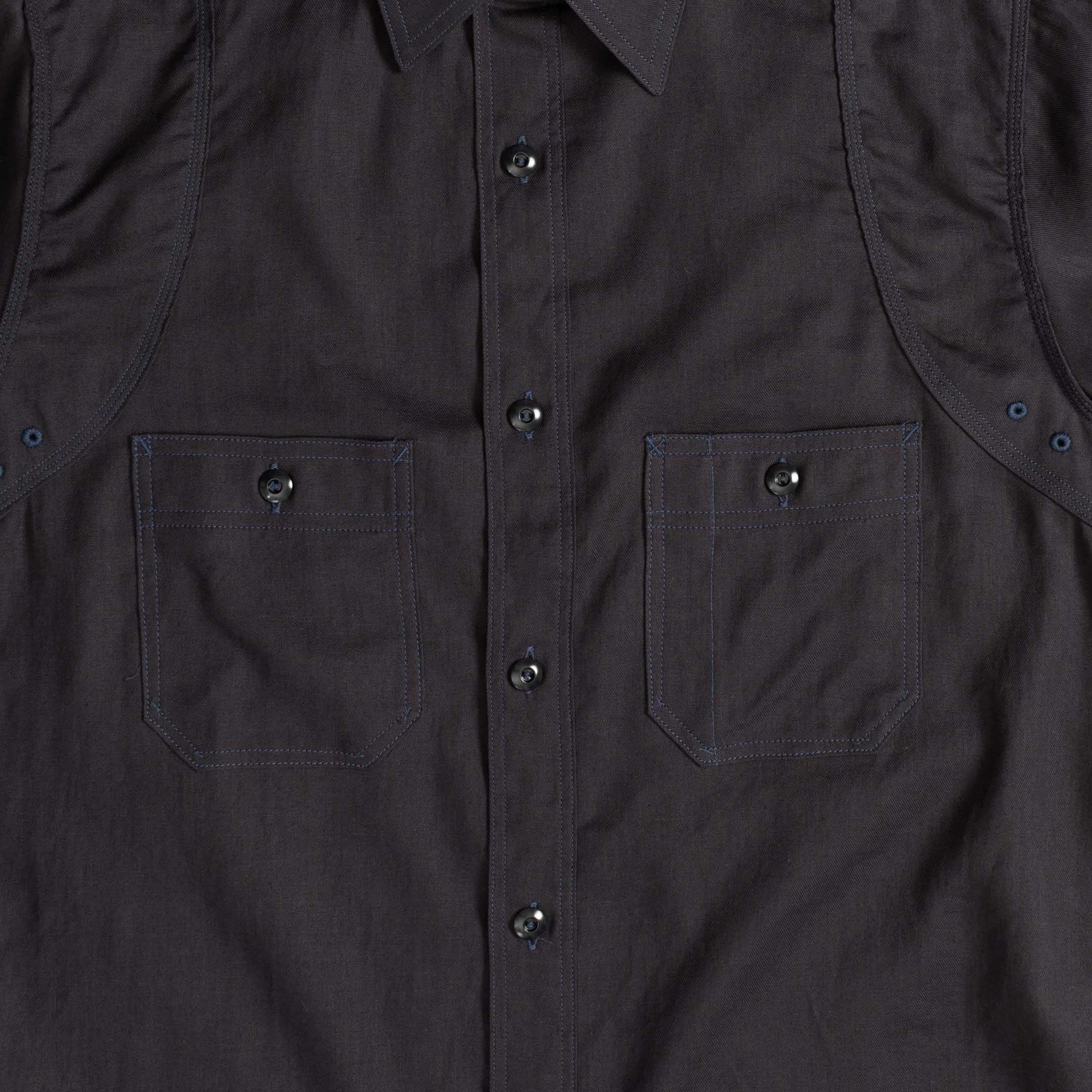 Big Yank Flyer Shirt Cotton/Linen Twill Navy - Image 4