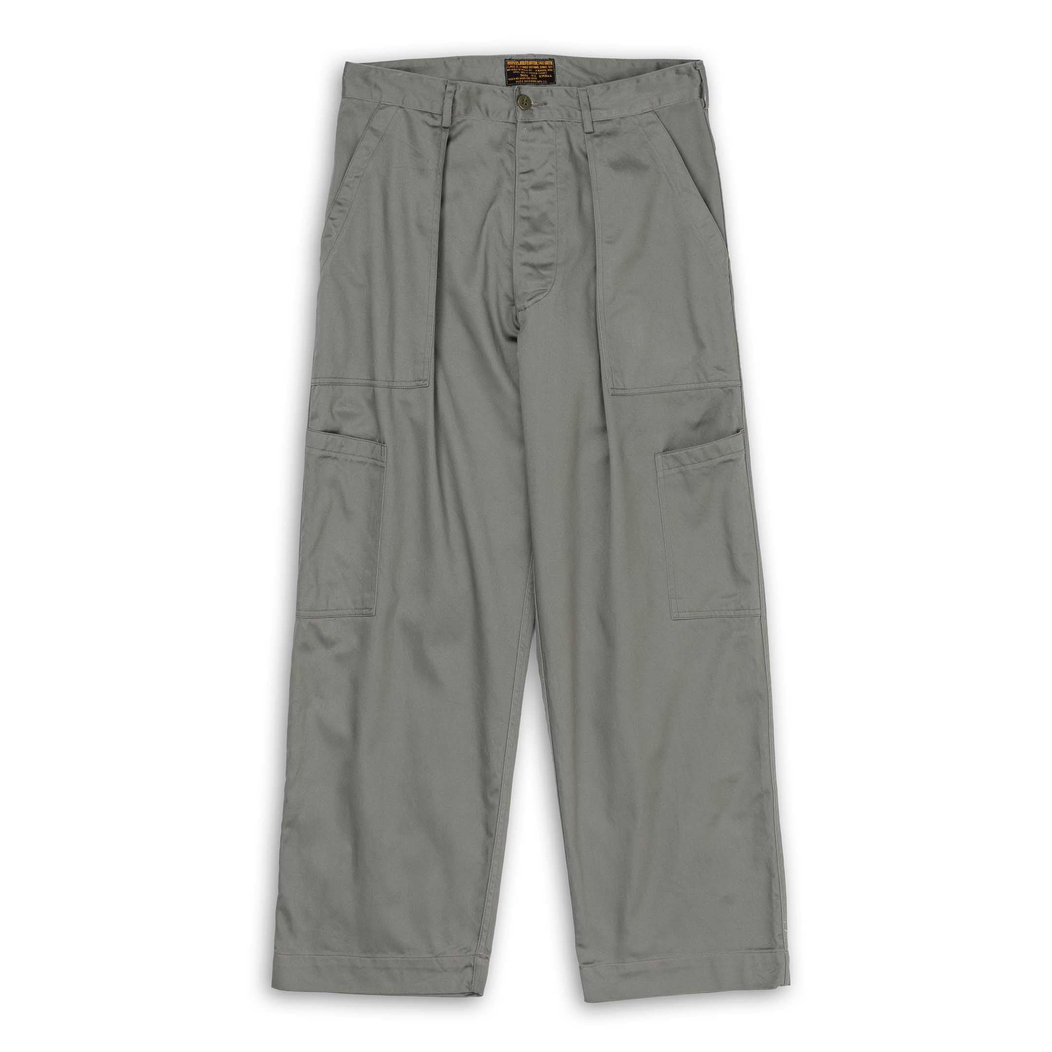 Buzz Rickson's Trousers, Utility, Cotton Sage Green
