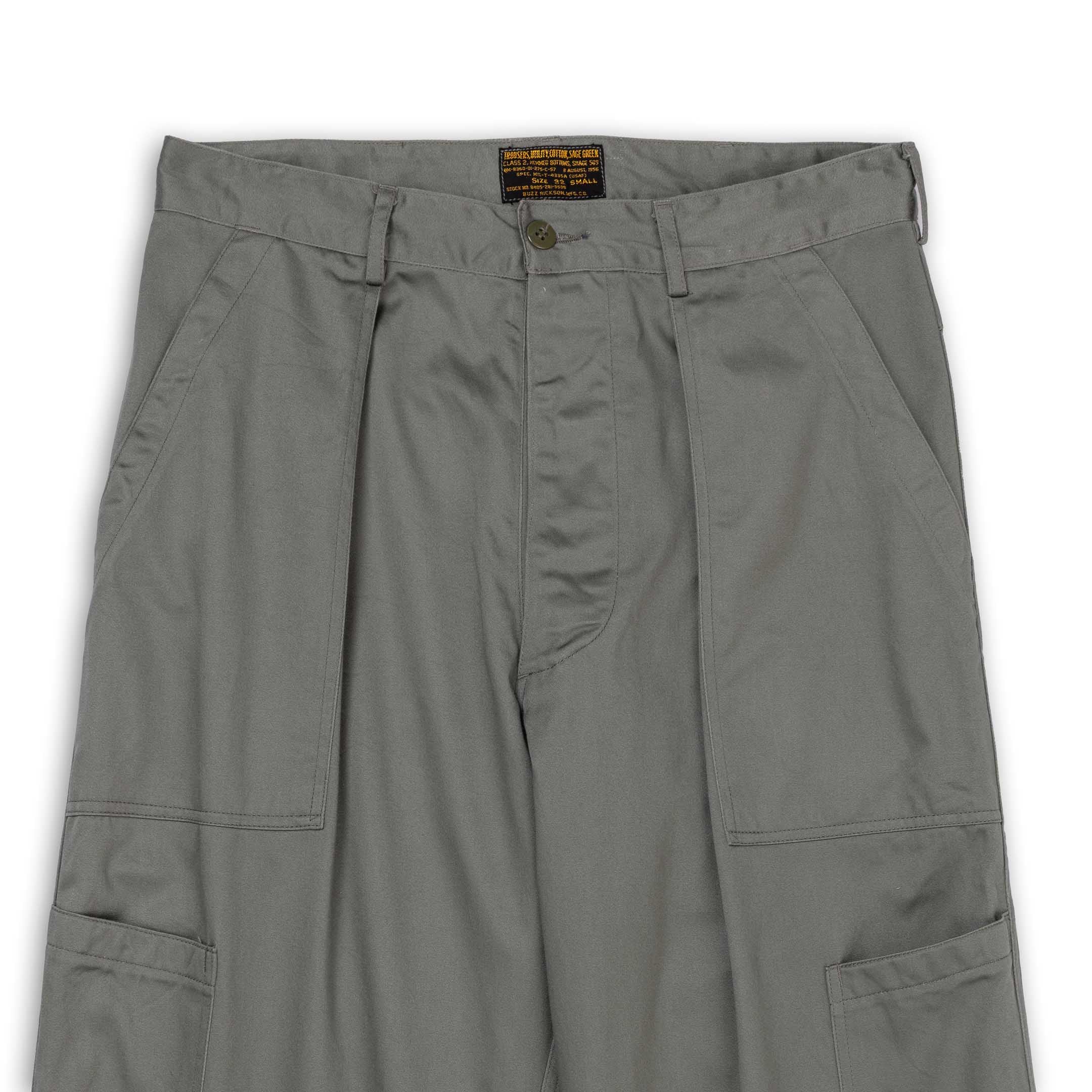 Buzz Rickson's Trousers, Utility, Cotton Sage Green - Image 3