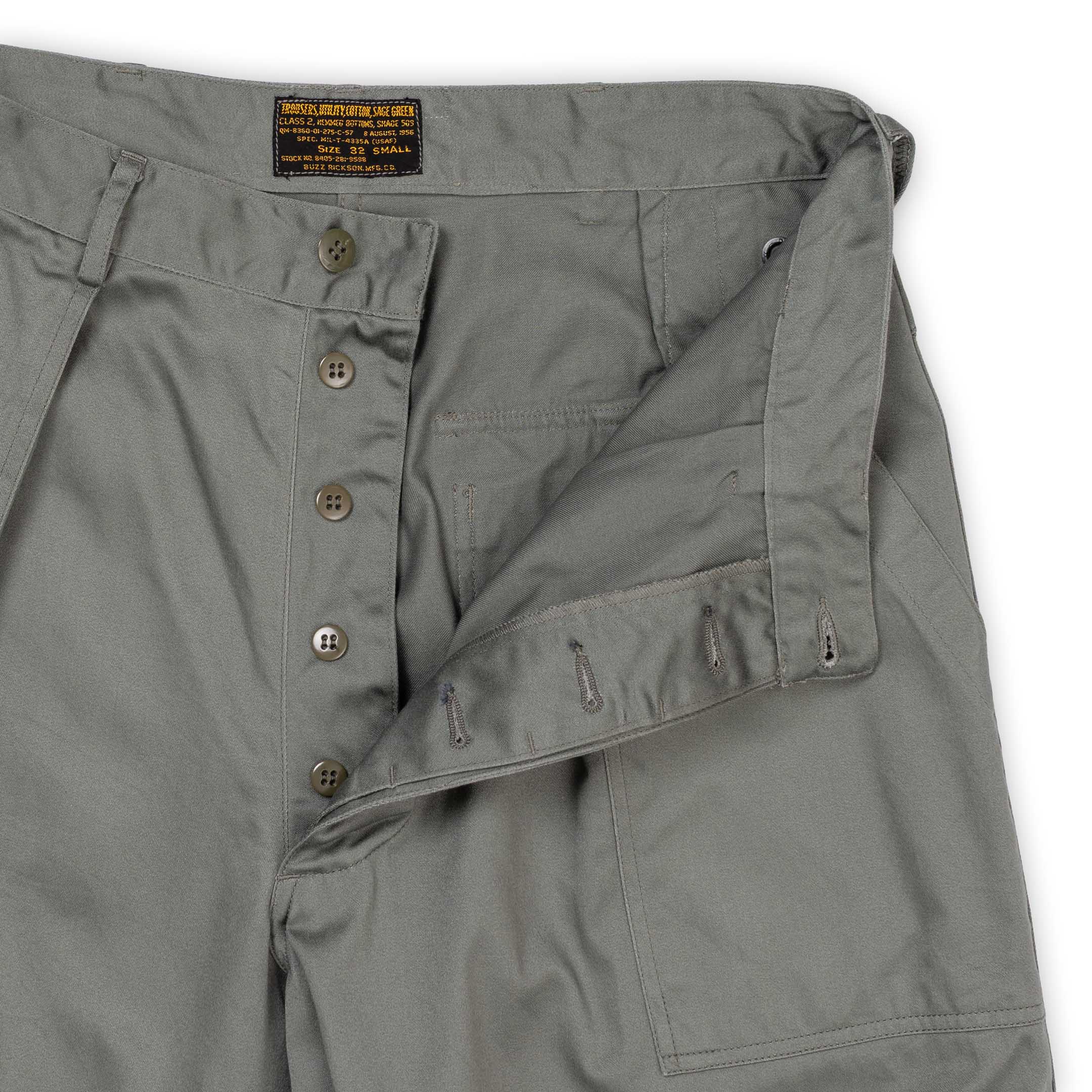 Buzz Rickson's Trousers, Utility, Cotton Sage Green - Image 6