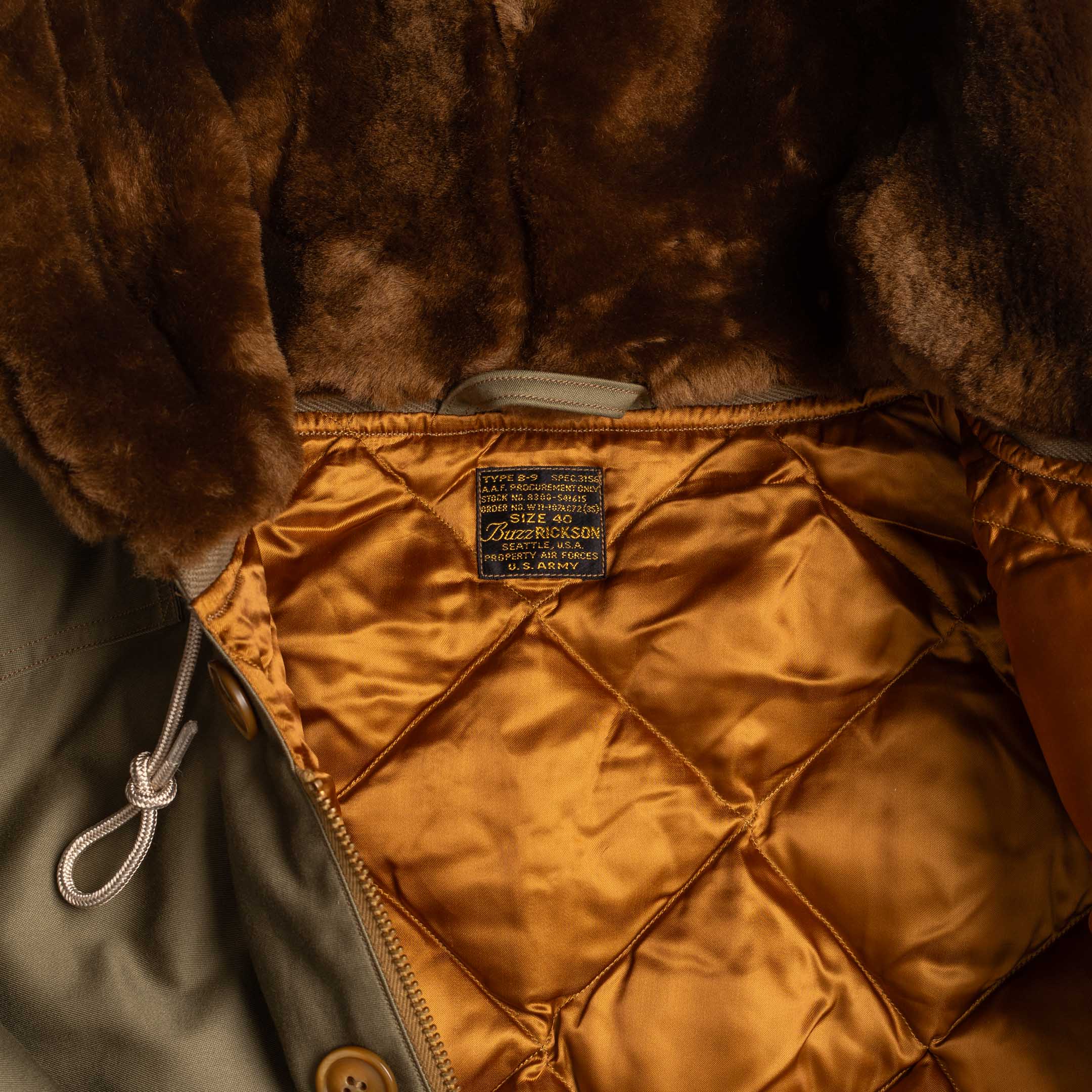 Buzz Rickson's Type B-9 Jacket Olive Drab - Image 12