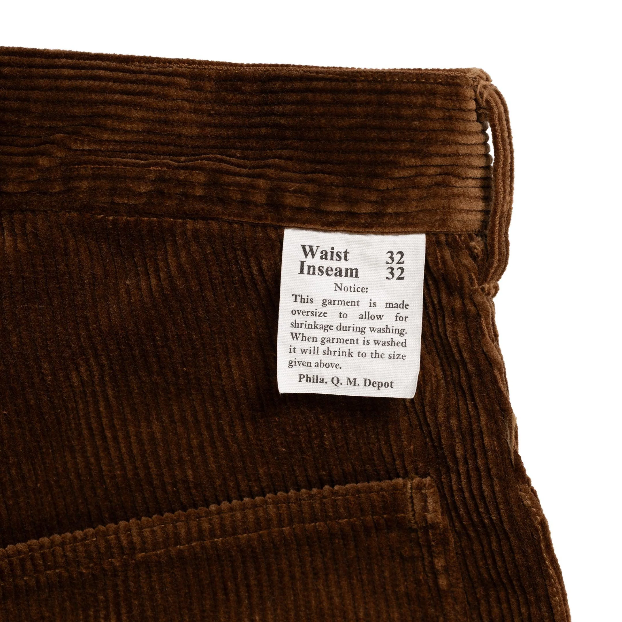 Buzz Rickson's U.S. Army Working Trousers Corduroy Brown - Image 4