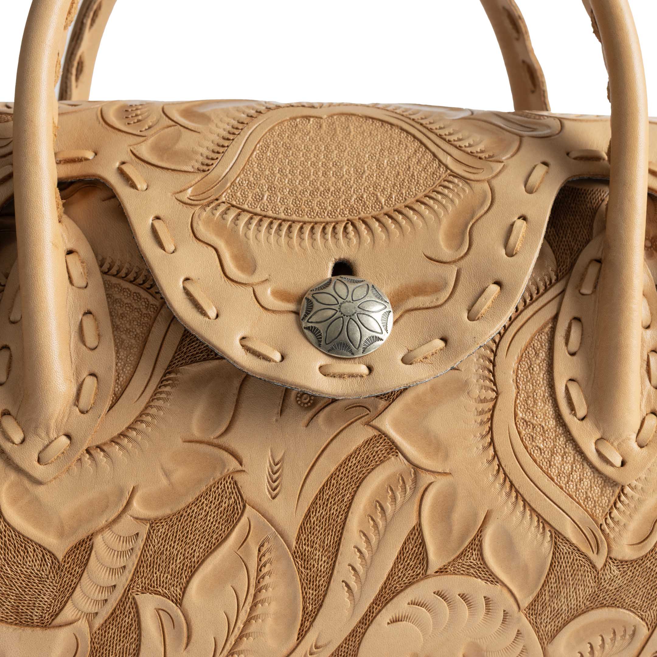 Chamula Concho West Stitch Cravin Bag L Tan 1 - Image 2