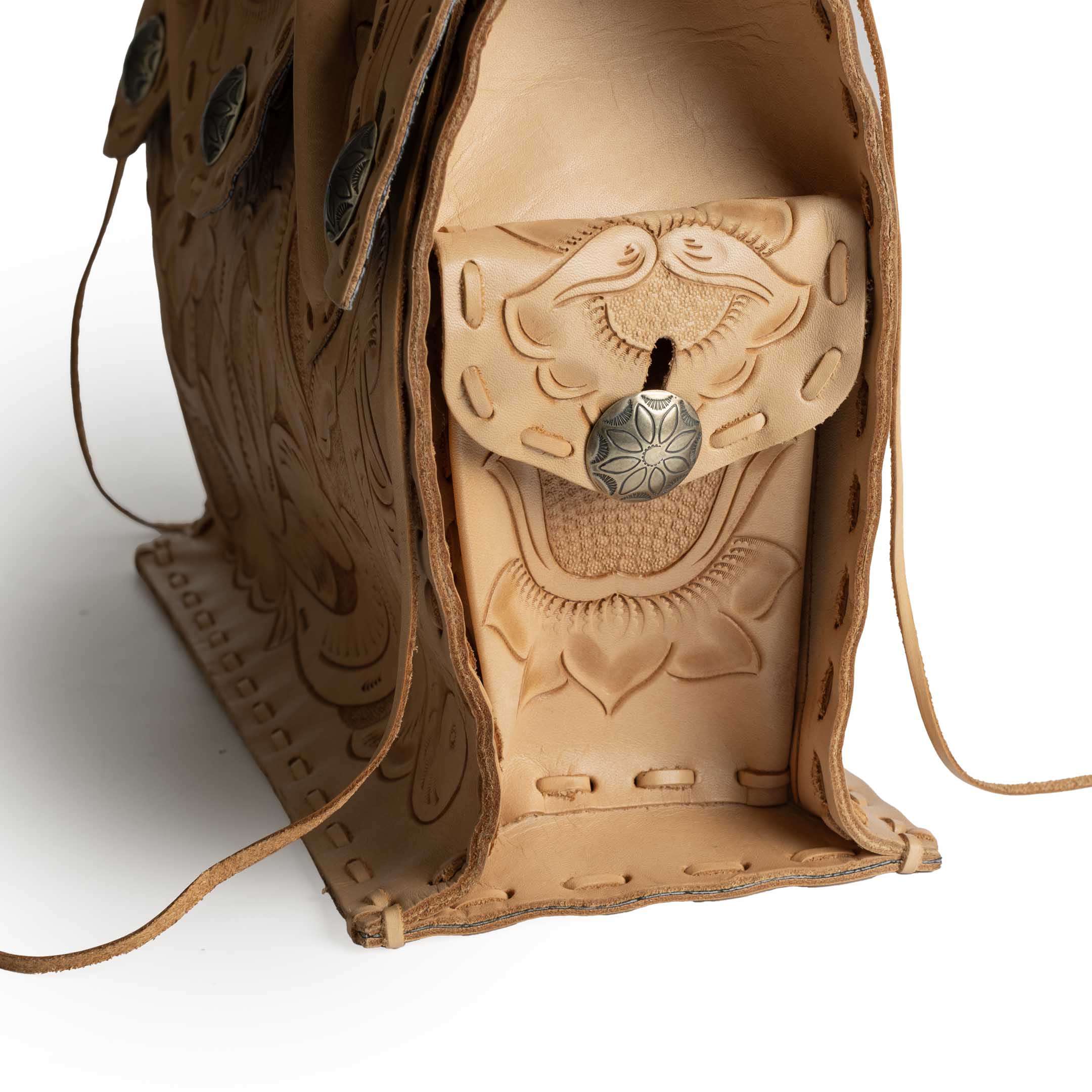 Chamula Concho West Stitch Cravin Bag L Tan 1 - Image 4