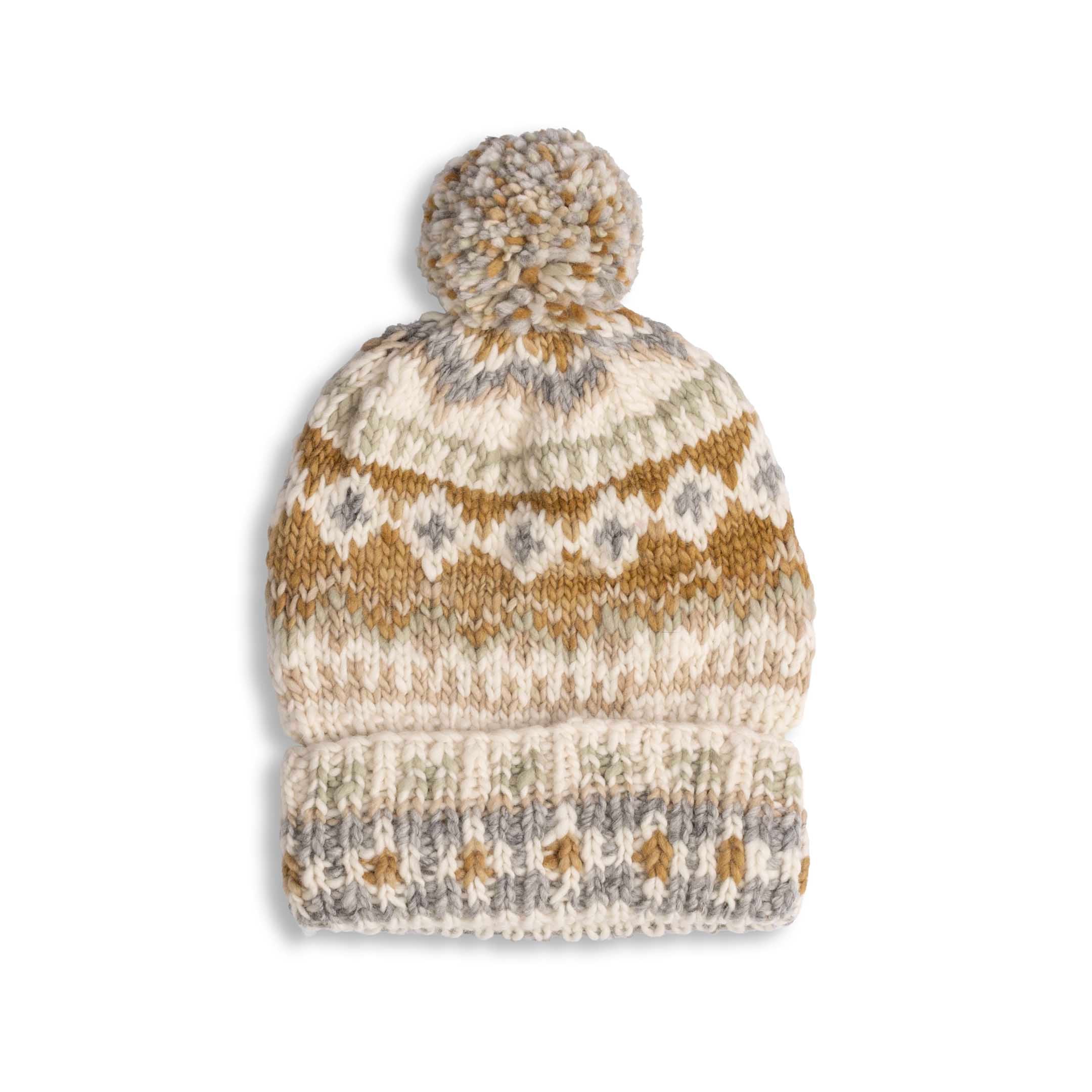 Chamula Double Cuff Cap Fair Isle #3 Ivory #6