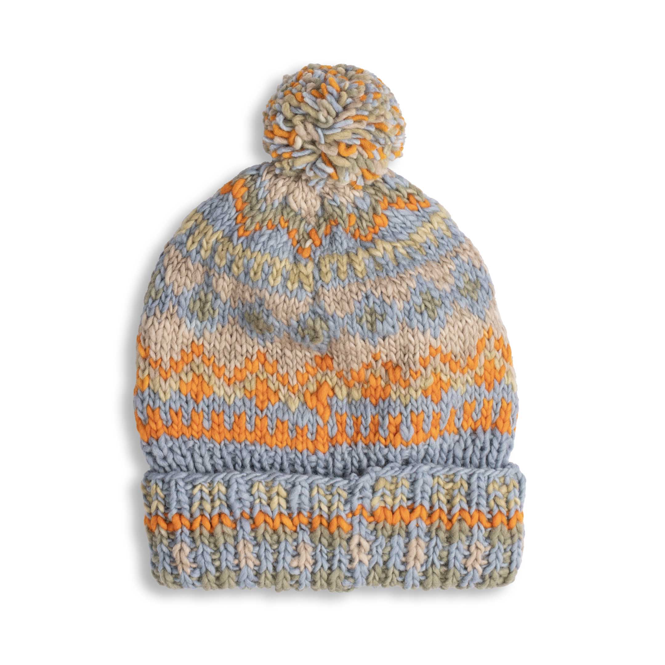 Chamula Double Cuff Cap Fair Isle #3 Light Indigo