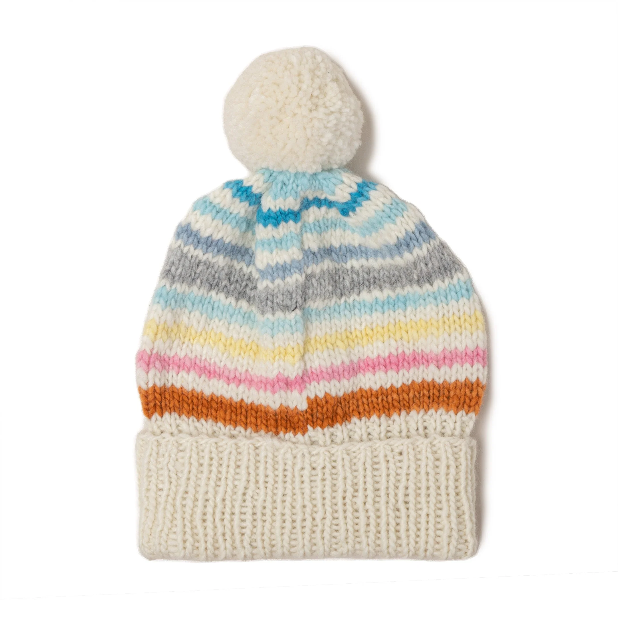 Chamula Double Cuff Cap Multi Stripe Ivory Multi