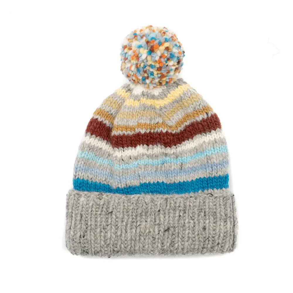 Chamula Double Cuff Cap Multi Stripe Pearl Heather Multi