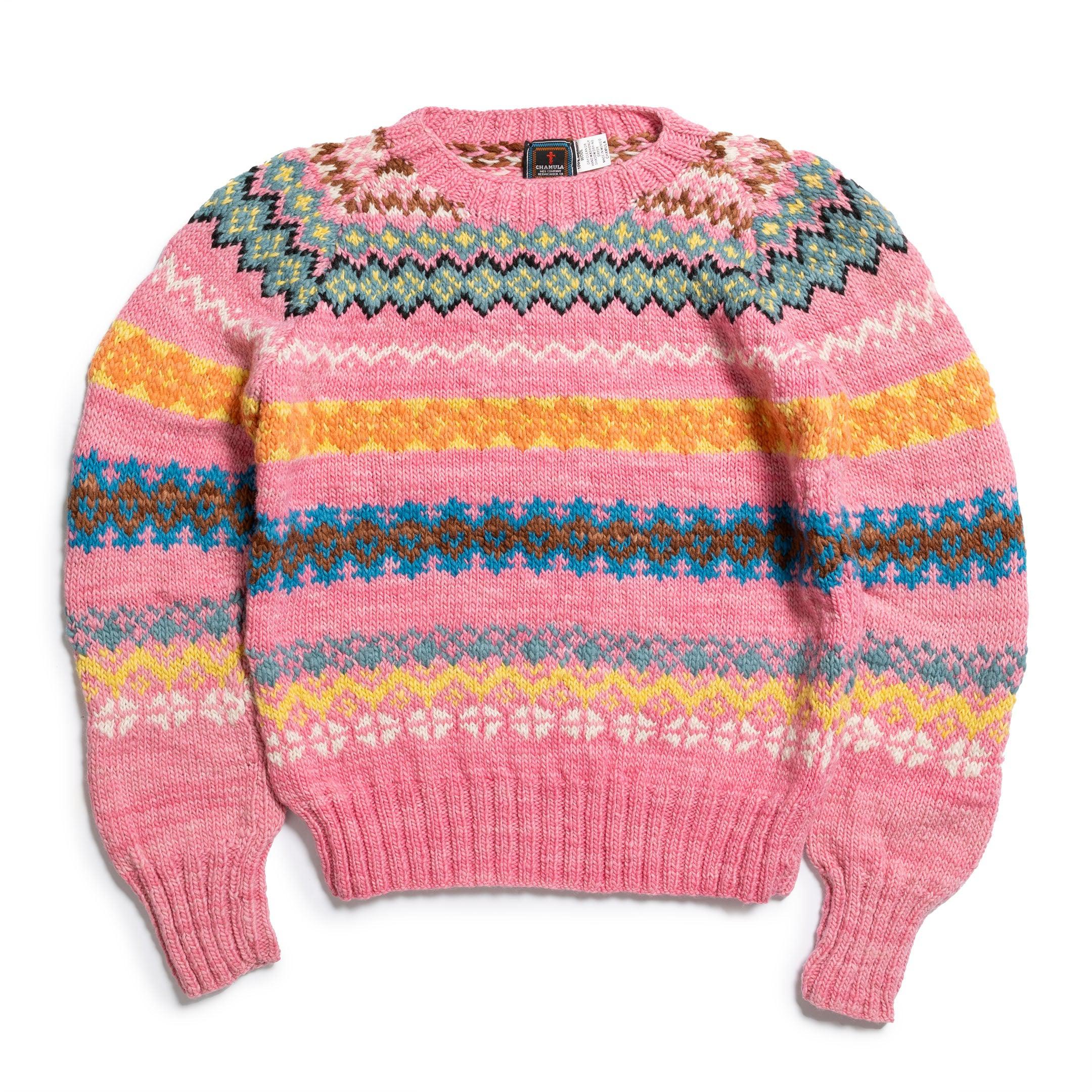 Chamula Fair Isle #8 Pullover Sweater Lt. Pink