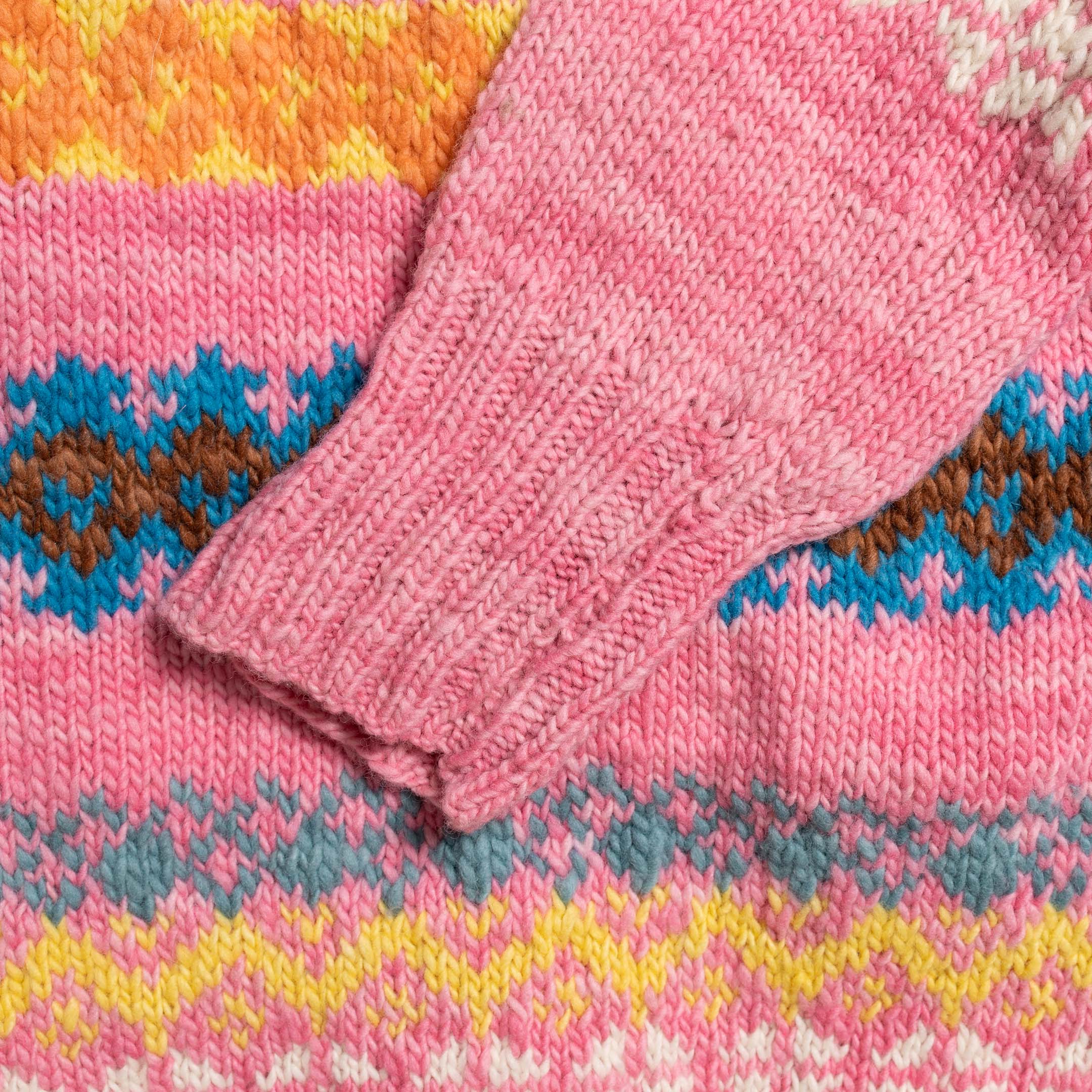 Chamula Fair Isle #8 Pullover Sweater Lt. Pink - Image 5