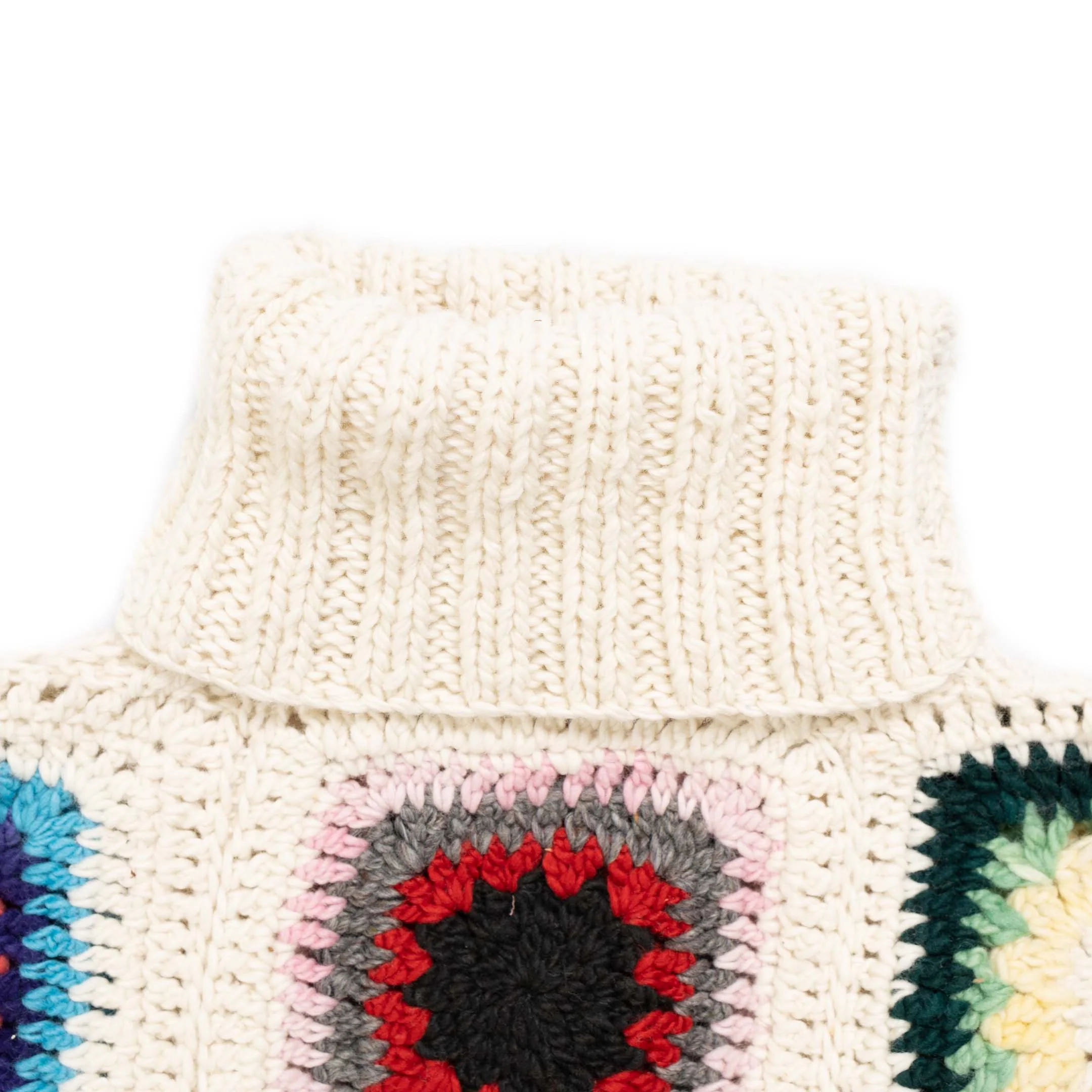 Chamula Granny Square Turtleneck Pullover Ivory - Image 3