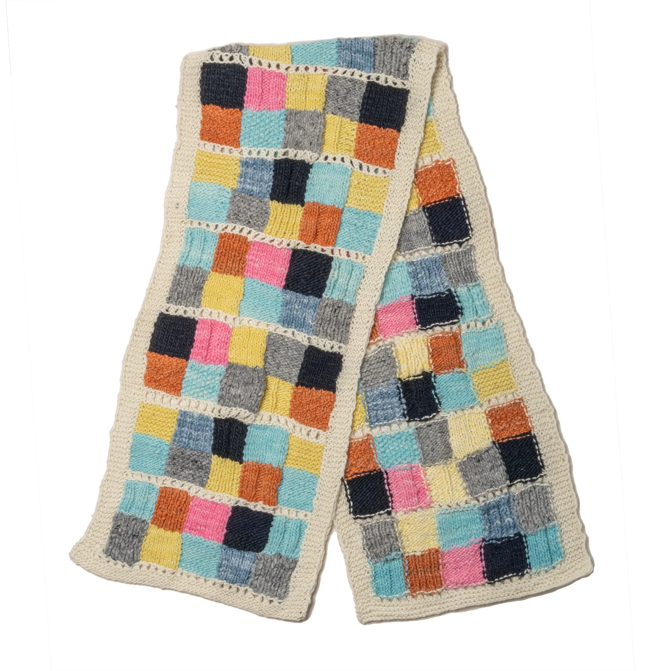 Chamula Merino Wool Muffler Sampler Squares Ivory - Image 3