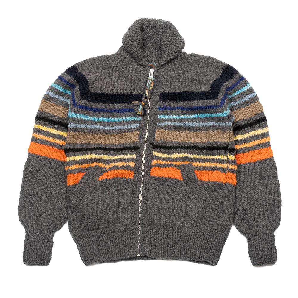 Chamula Multi Stripe Zipper Cardigan Grey Multi