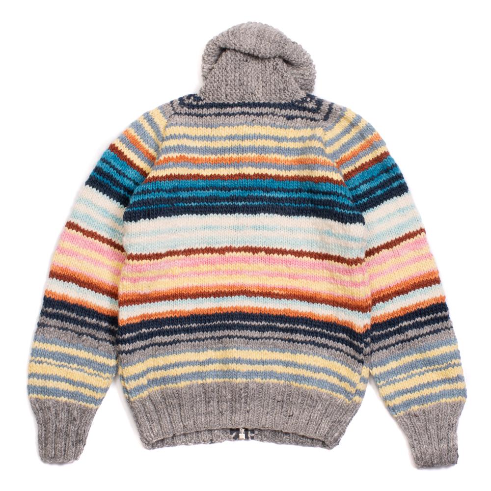 Chamula Multi Stripe Zipper Cardigan Pearl Grey - Image 4
