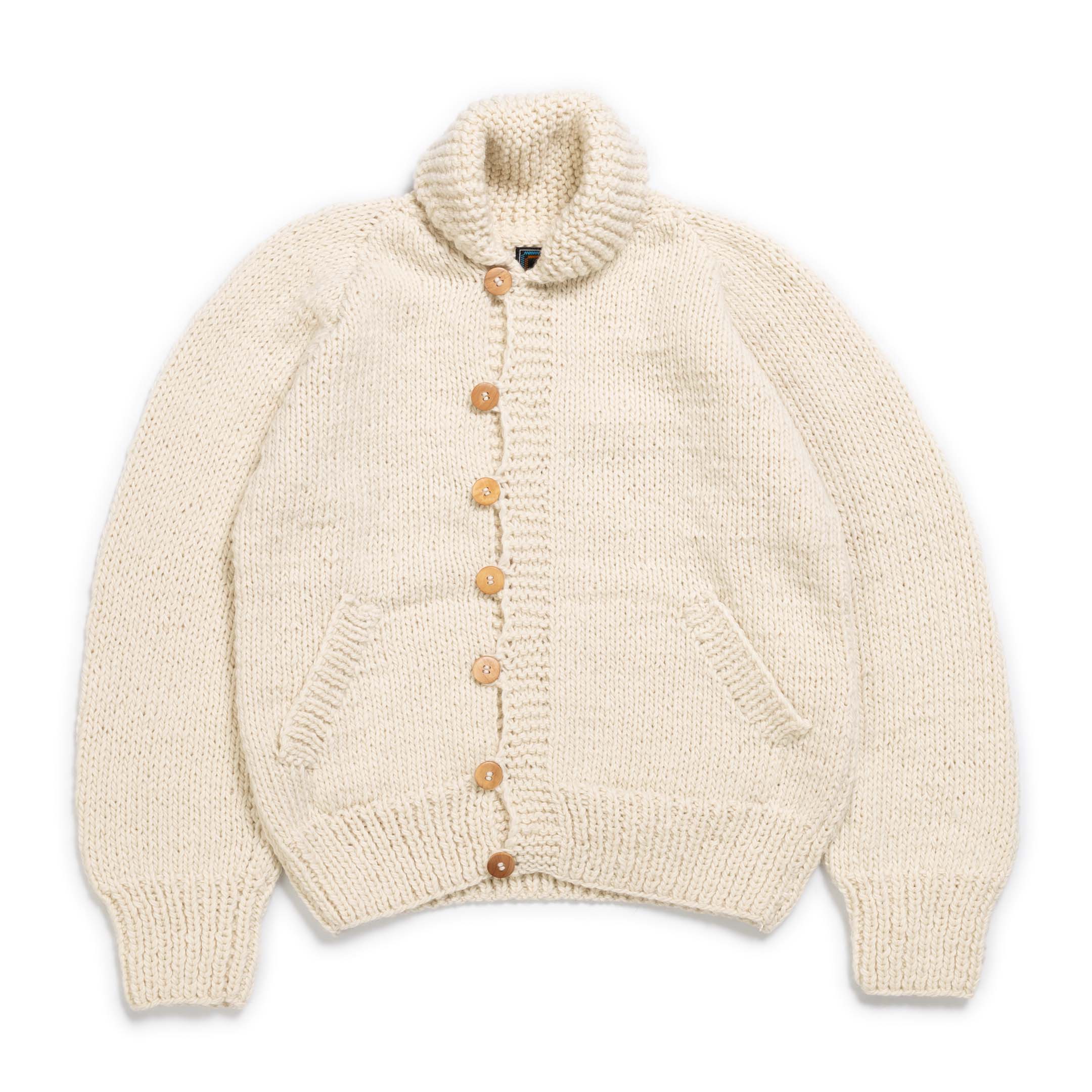 Chamula Shawl Collar Loop Button Cardigan Ivory