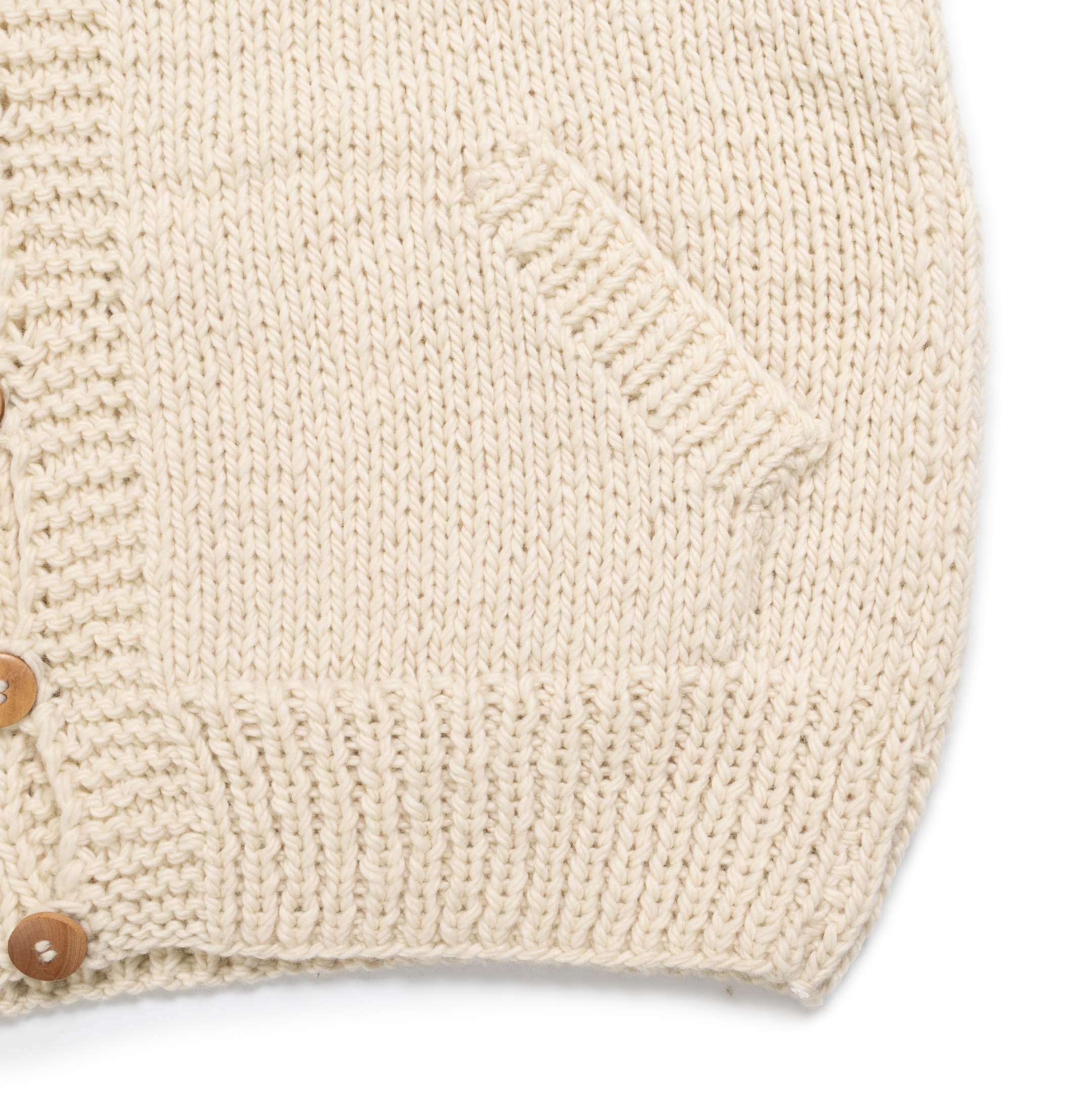 Chamula Shawl Collar Loop Button Cardigan Ivory - Image 4