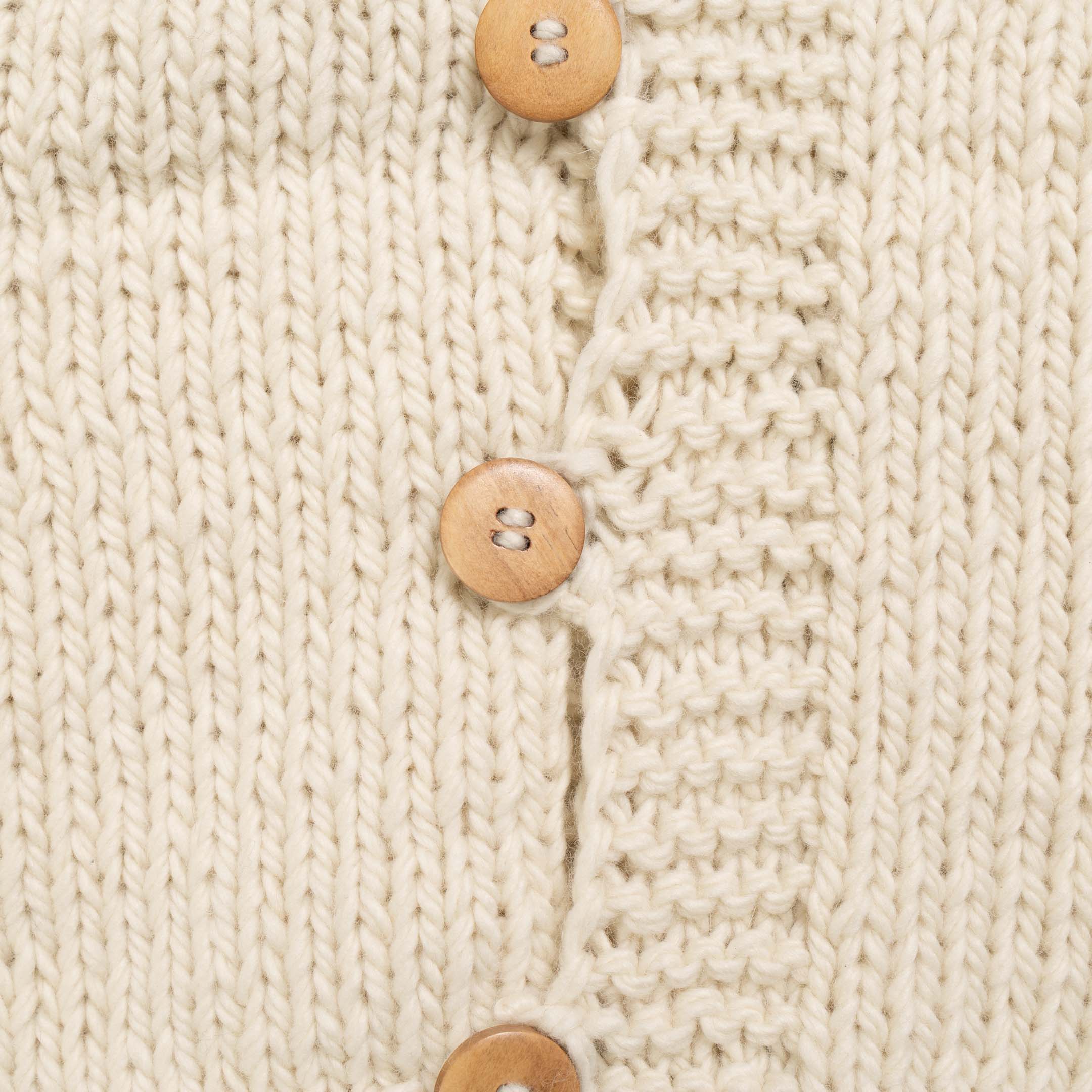 Chamula Shawl Collar Loop Button Cardigan Ivory - Image 5