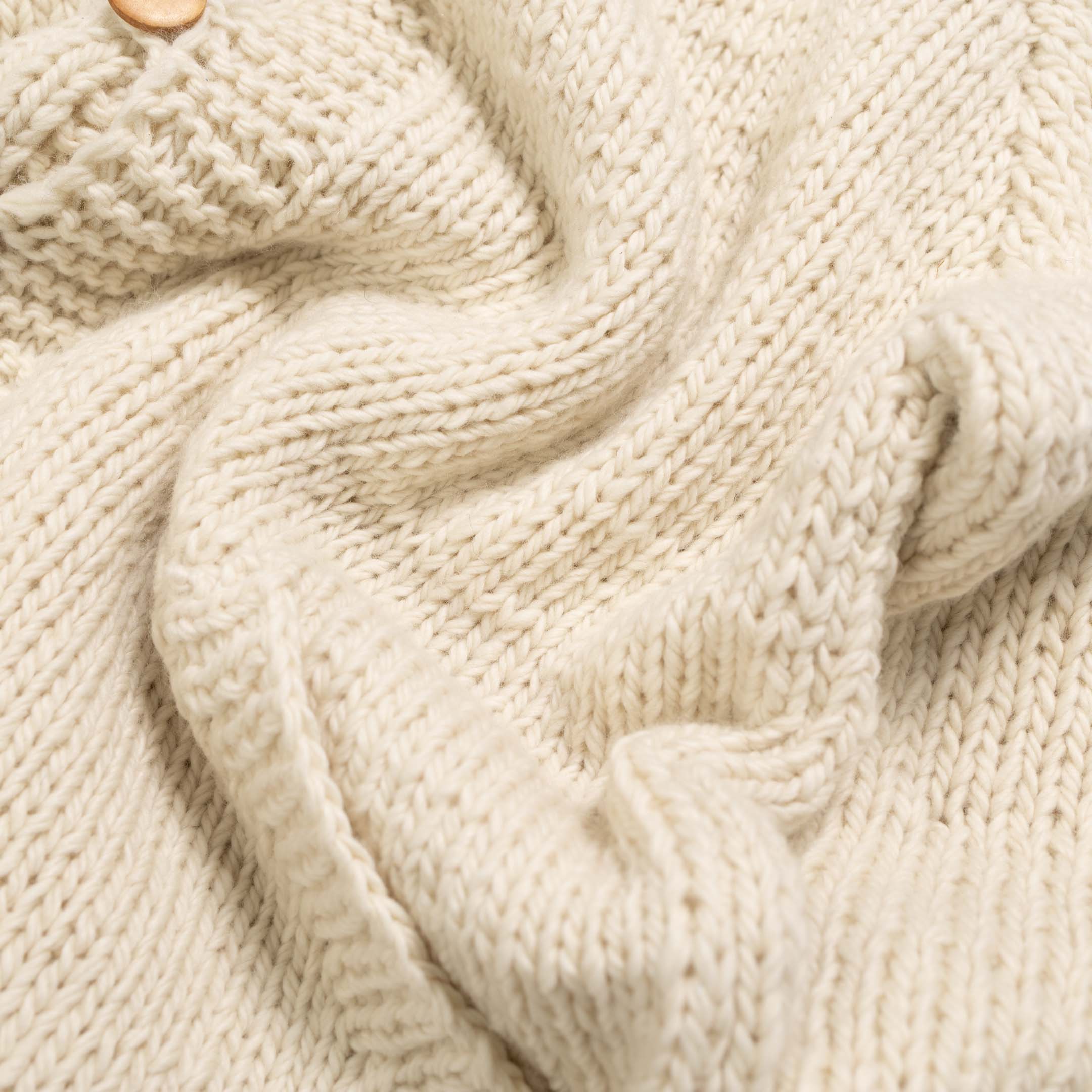 Chamula Shawl Collar Loop Button Cardigan Ivory - Image 7