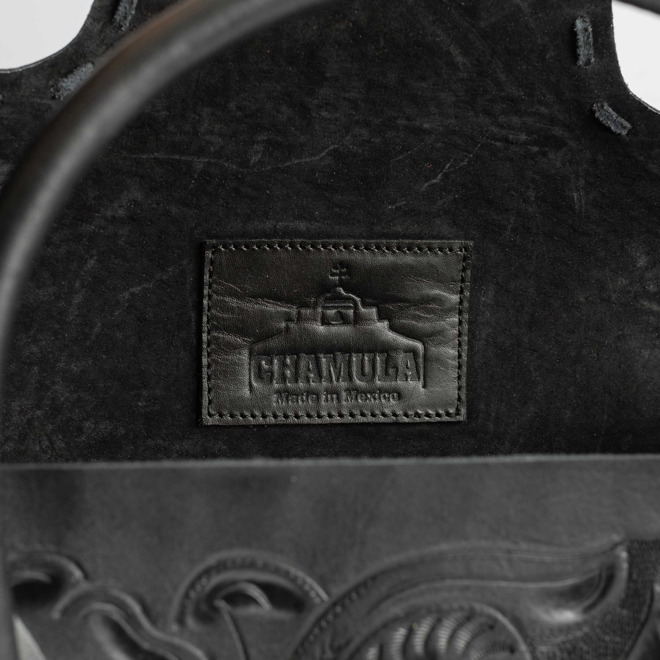 Chamula Western Stitch Carving Bag L Black - Image 6