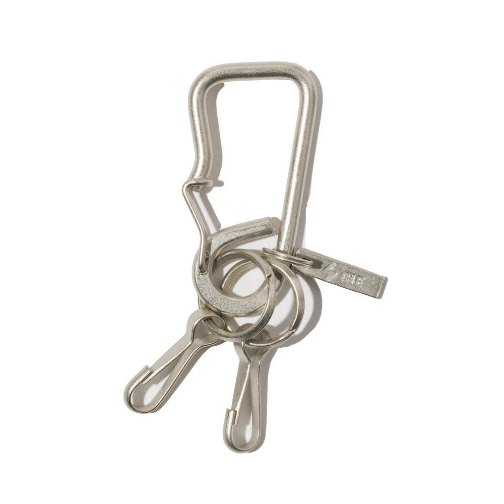 CIE Brass Key Fob - Carabiner Type - Nickel