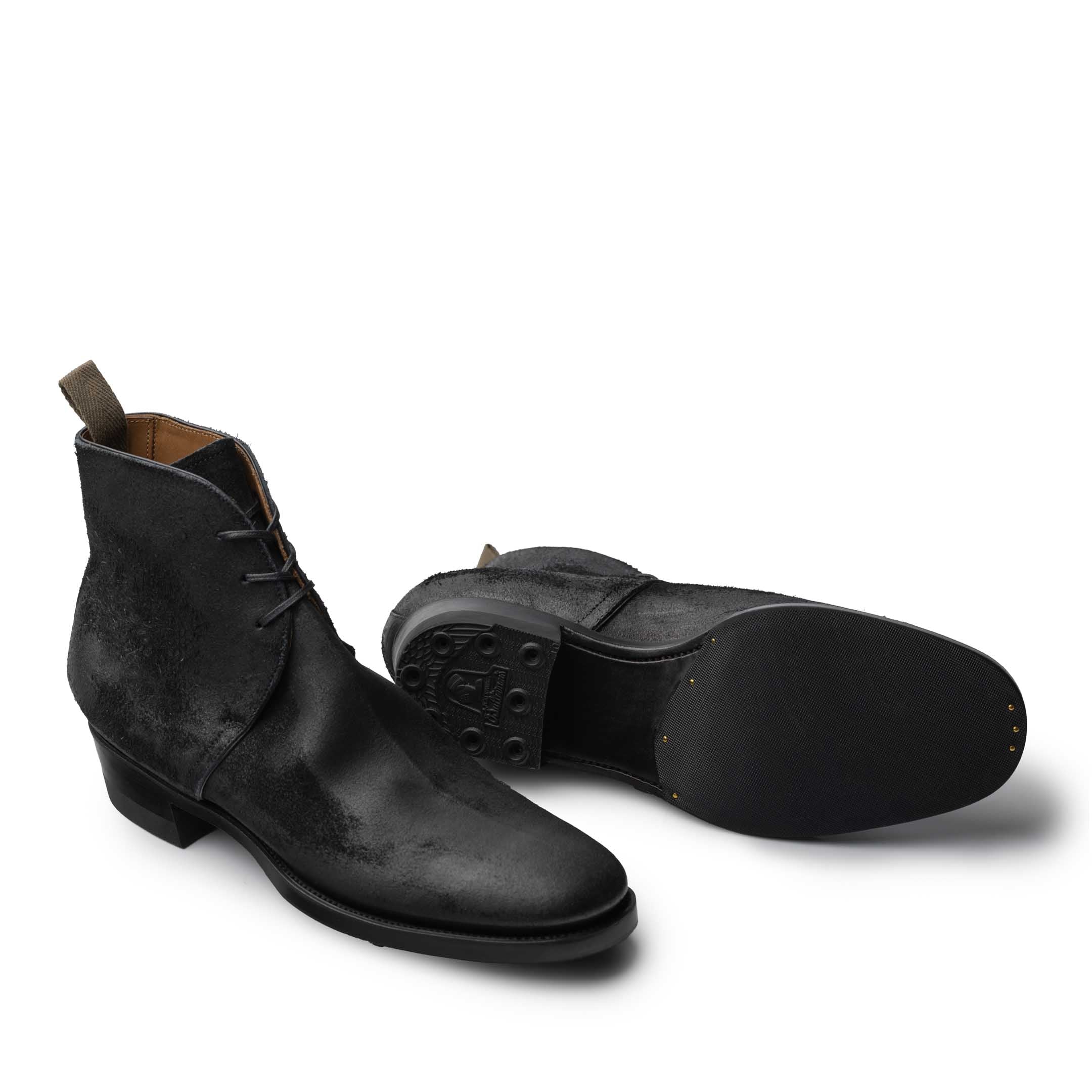 Clinch George Boots CN-Standard Waxed Uneven Horse Suede Black - Image 7
