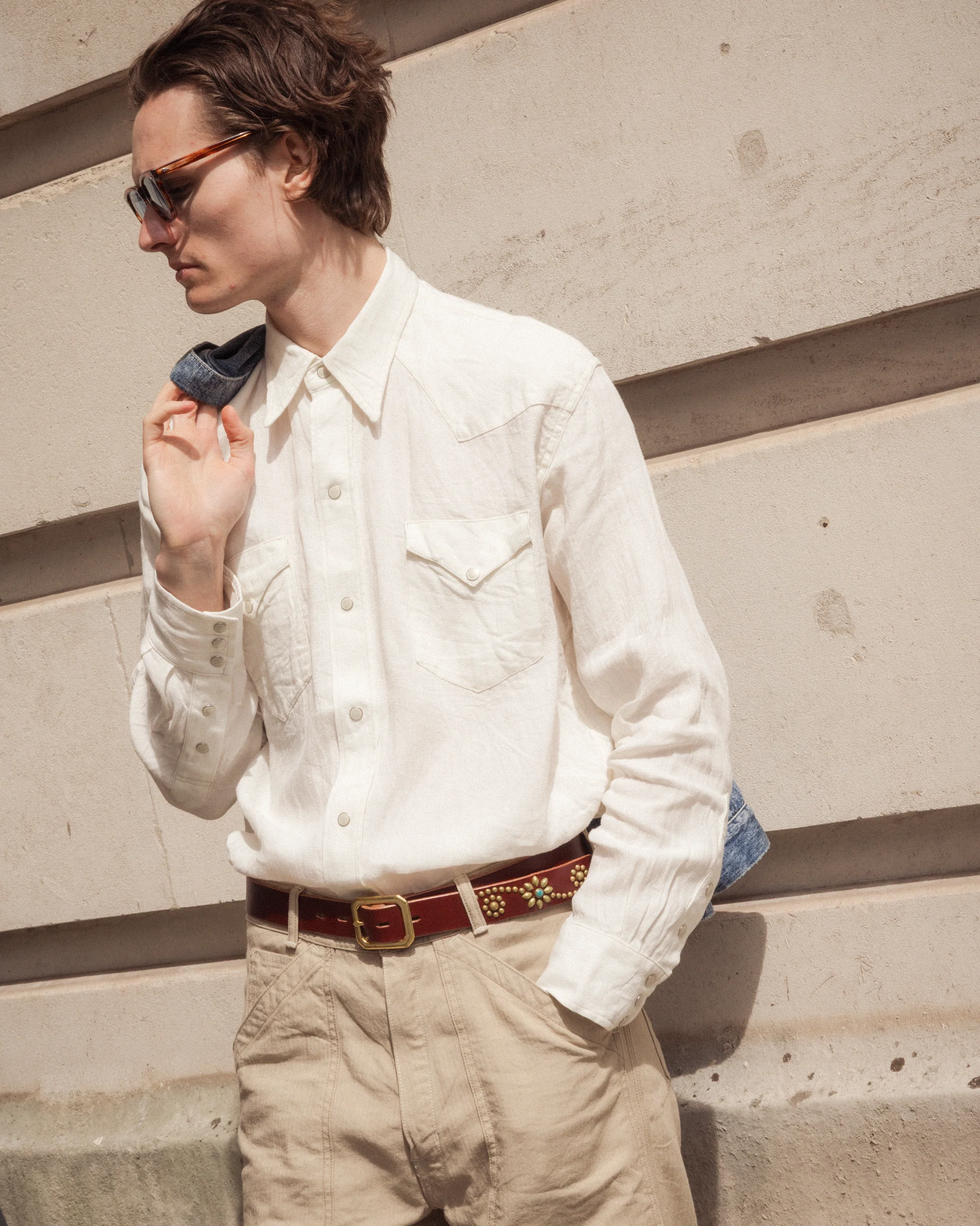 Coherence Abiquiu Western Shirt Aerocloth Linen Ivory - Image 6