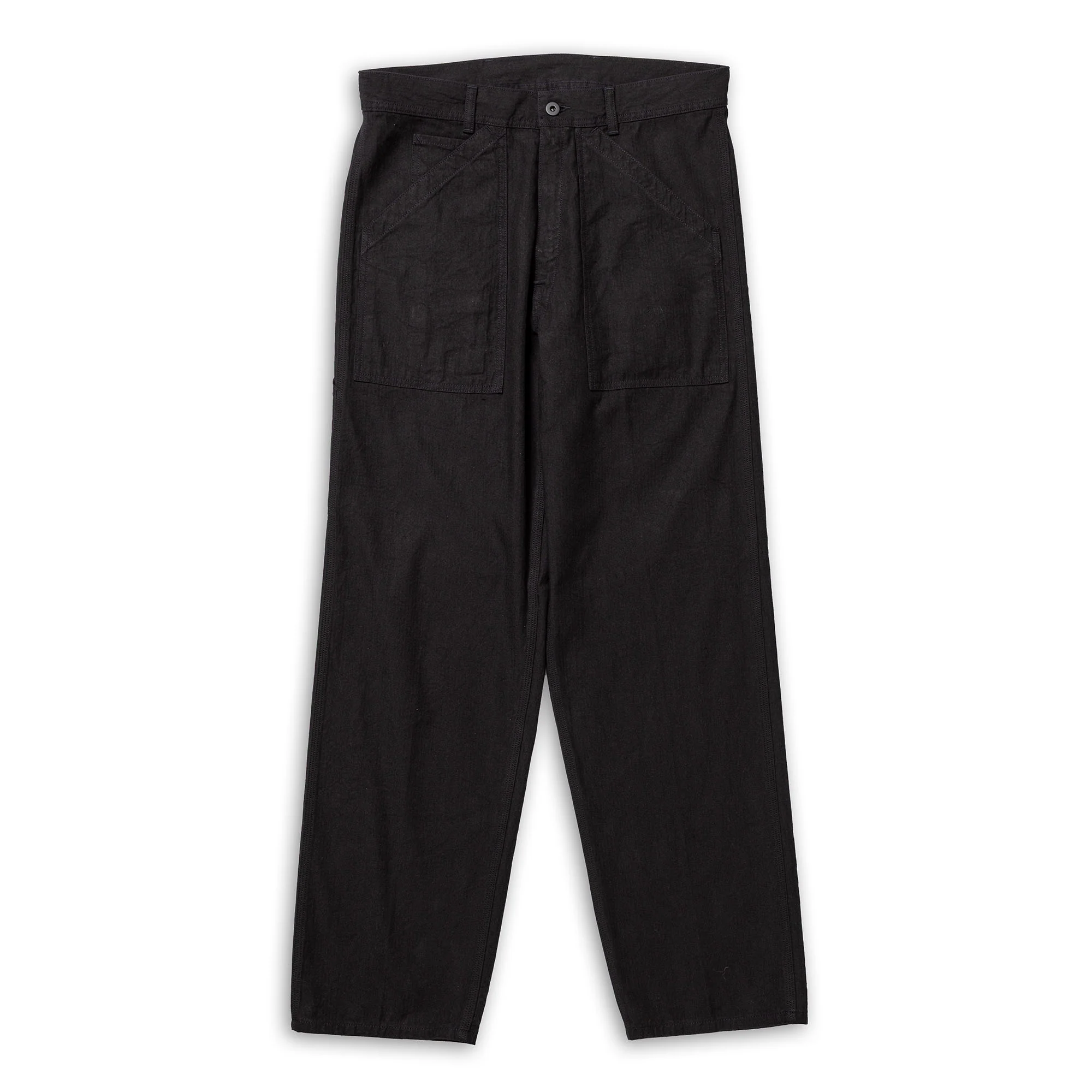Coherence Paul Trousers Linen/Cotton Chevron Black