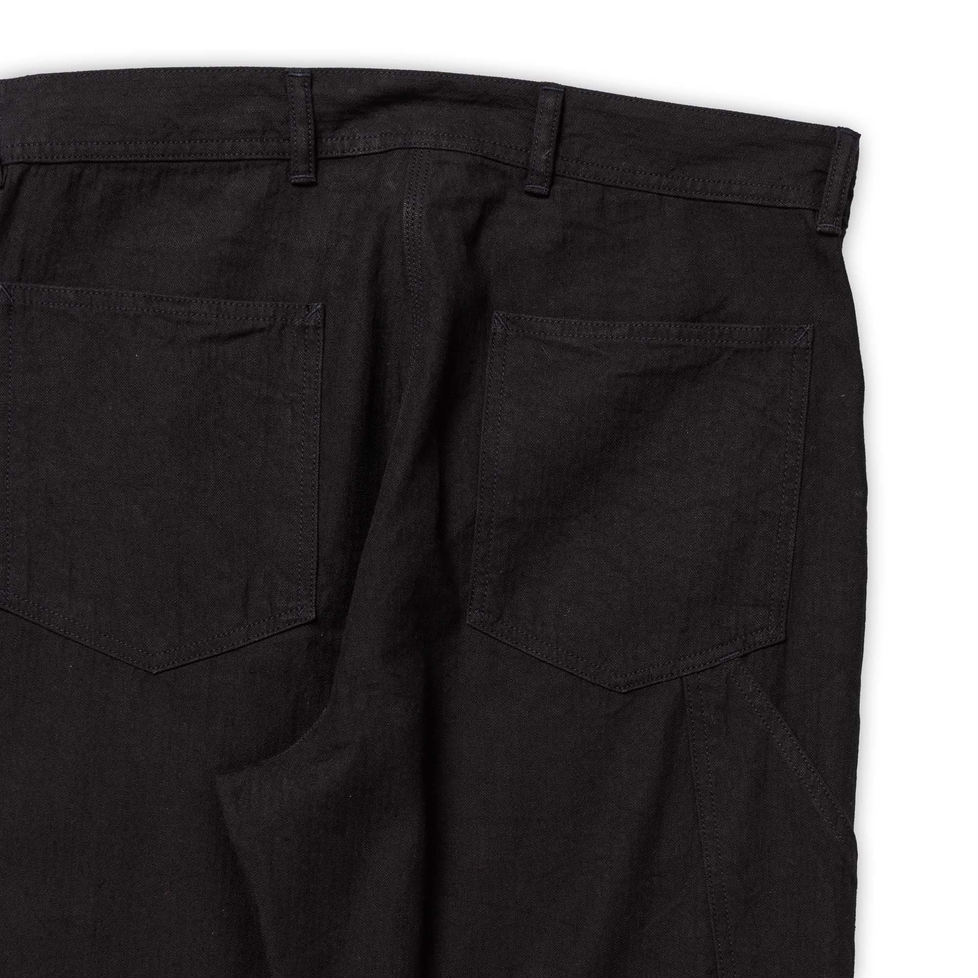 Coherence Paul Trousers Linen/Cotton Chevron Black - Image 5
