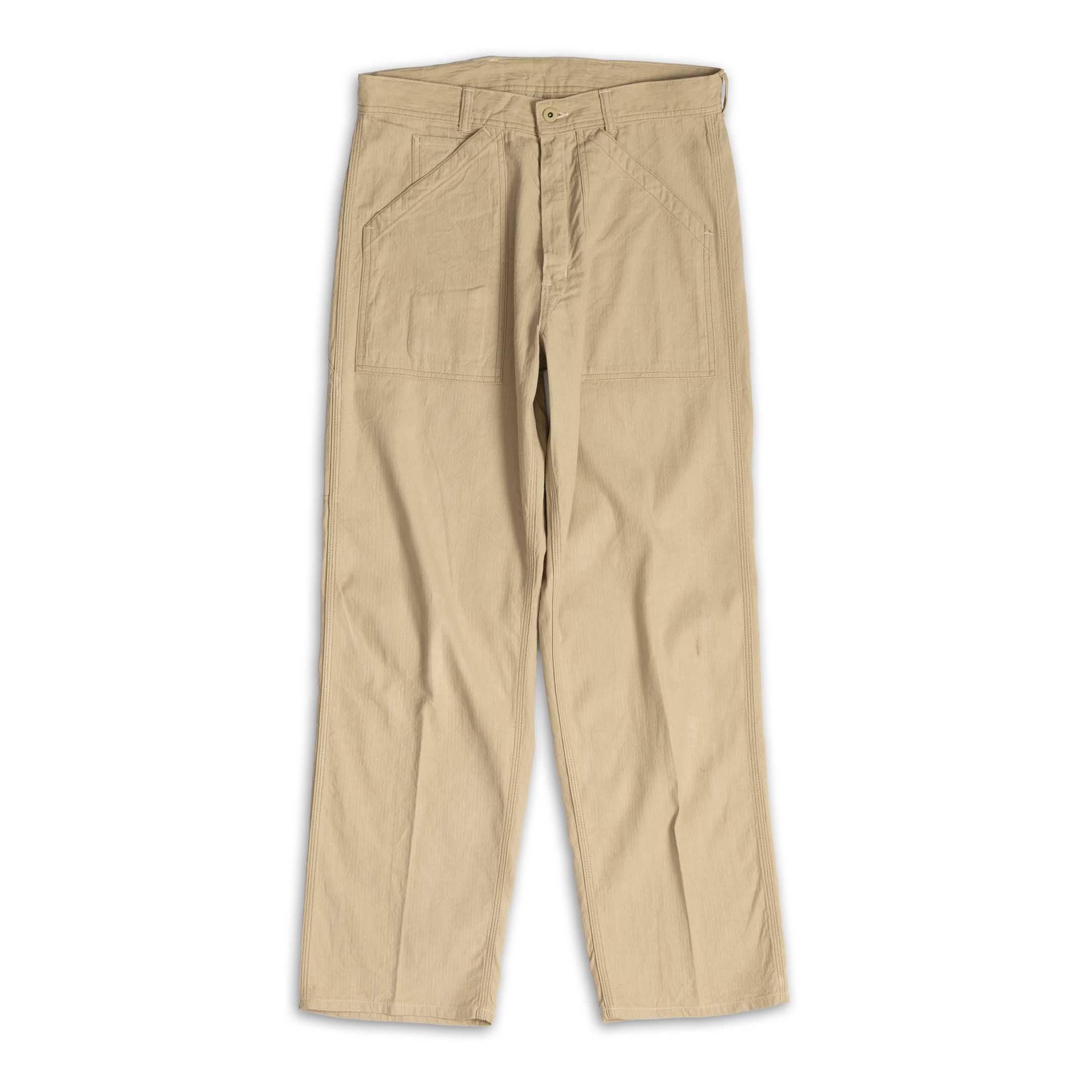 Coherence Paul Trousers Linen/Cotton Chevron Ivory