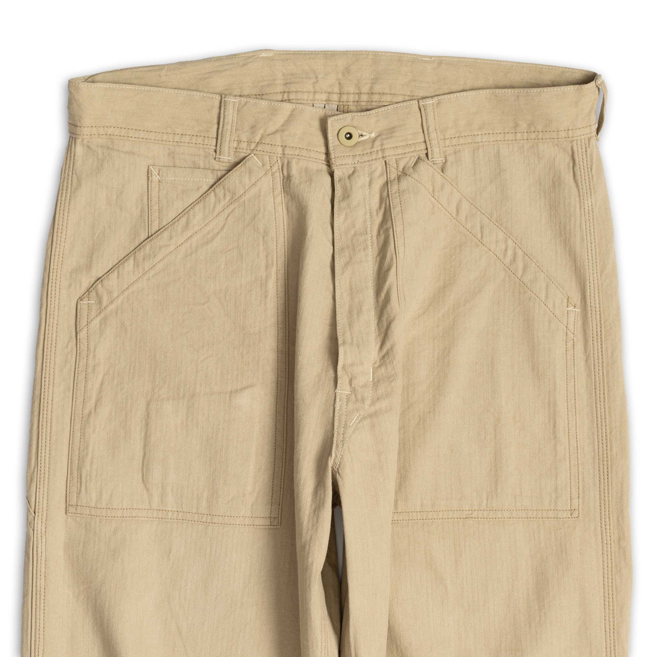Coherence Paul Trousers Linen/Cotton Chevron Ivory - Image 2