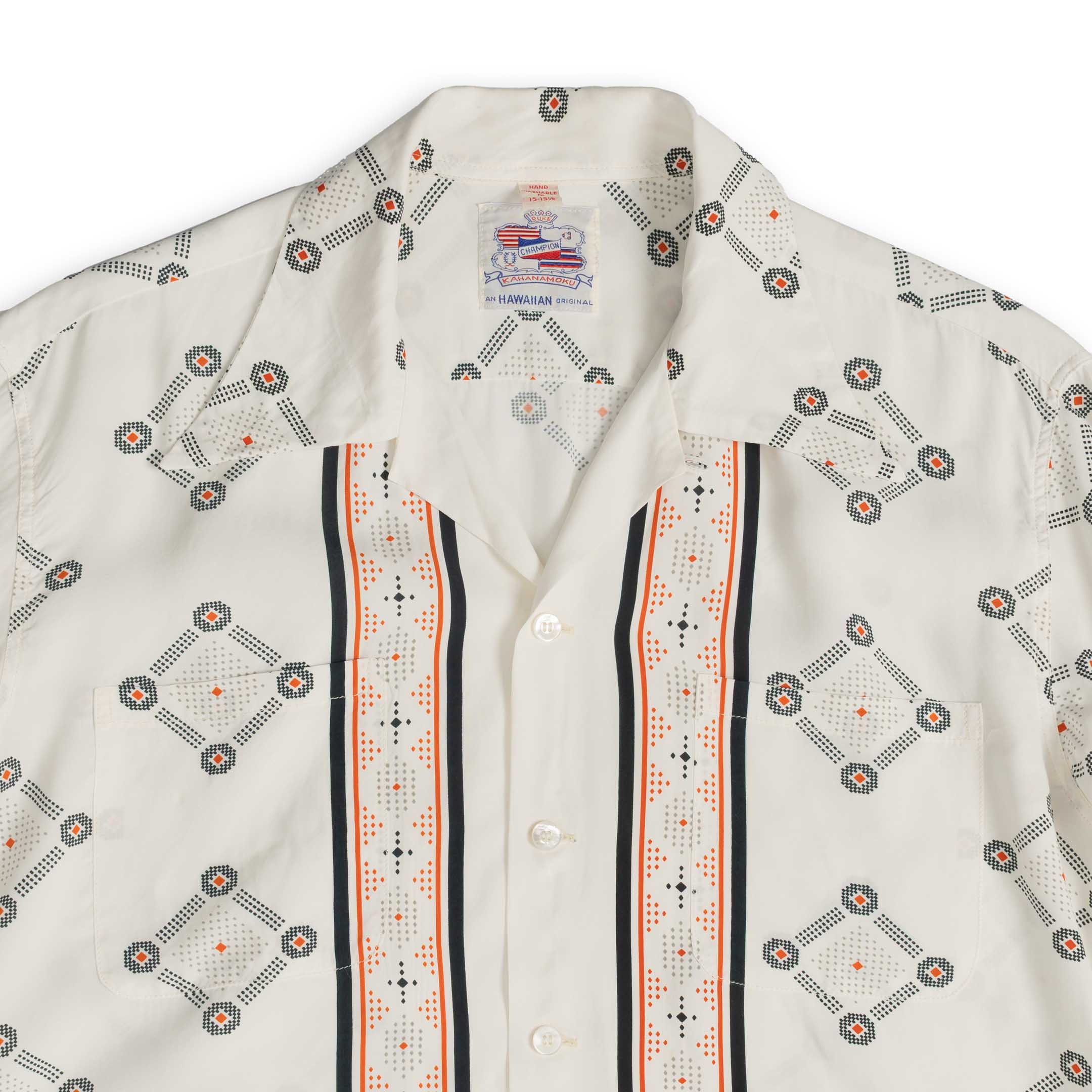 Duke Kahanamoku L/S Westcoast Pattern Hawaiian Shirt Off White - Image 4