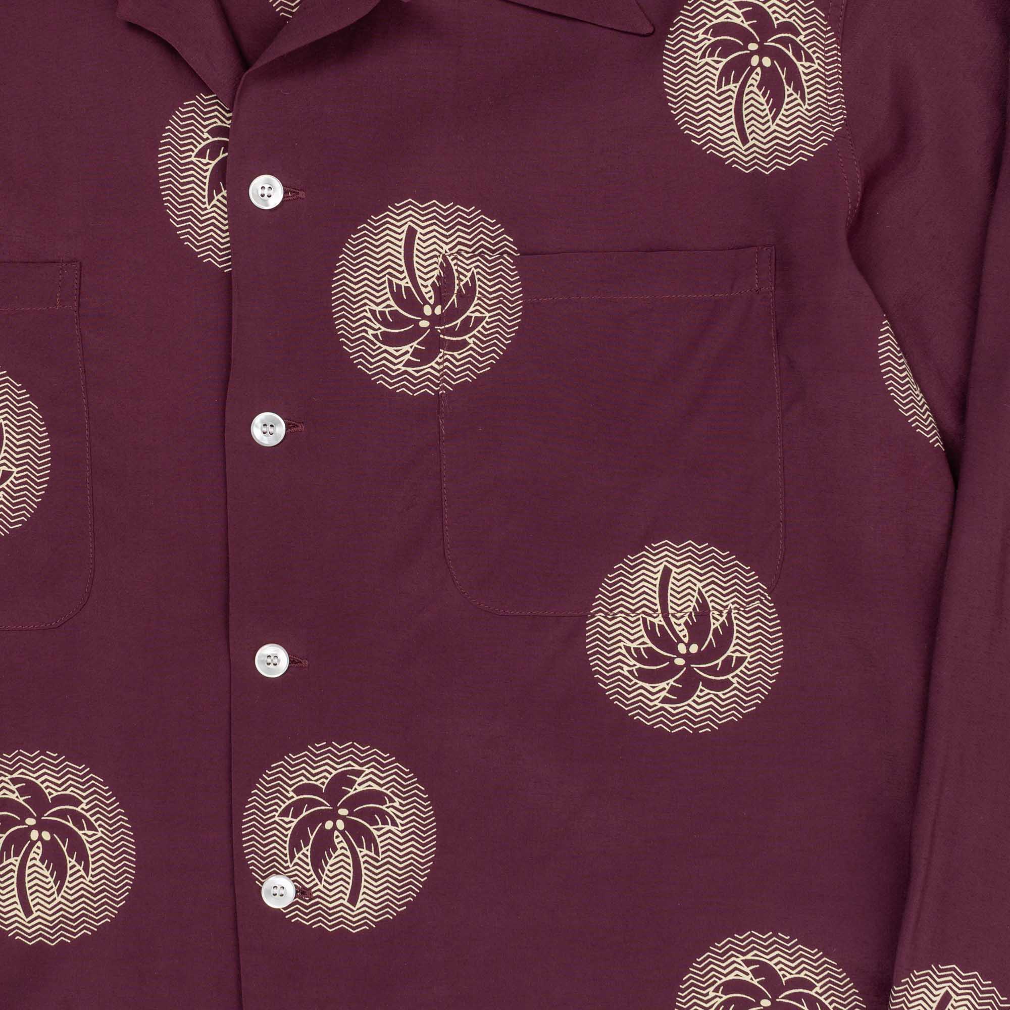 Duke Kahanamoku Special Edition 'Wondrous Palm Tree' L/S Burgundy - Image 3