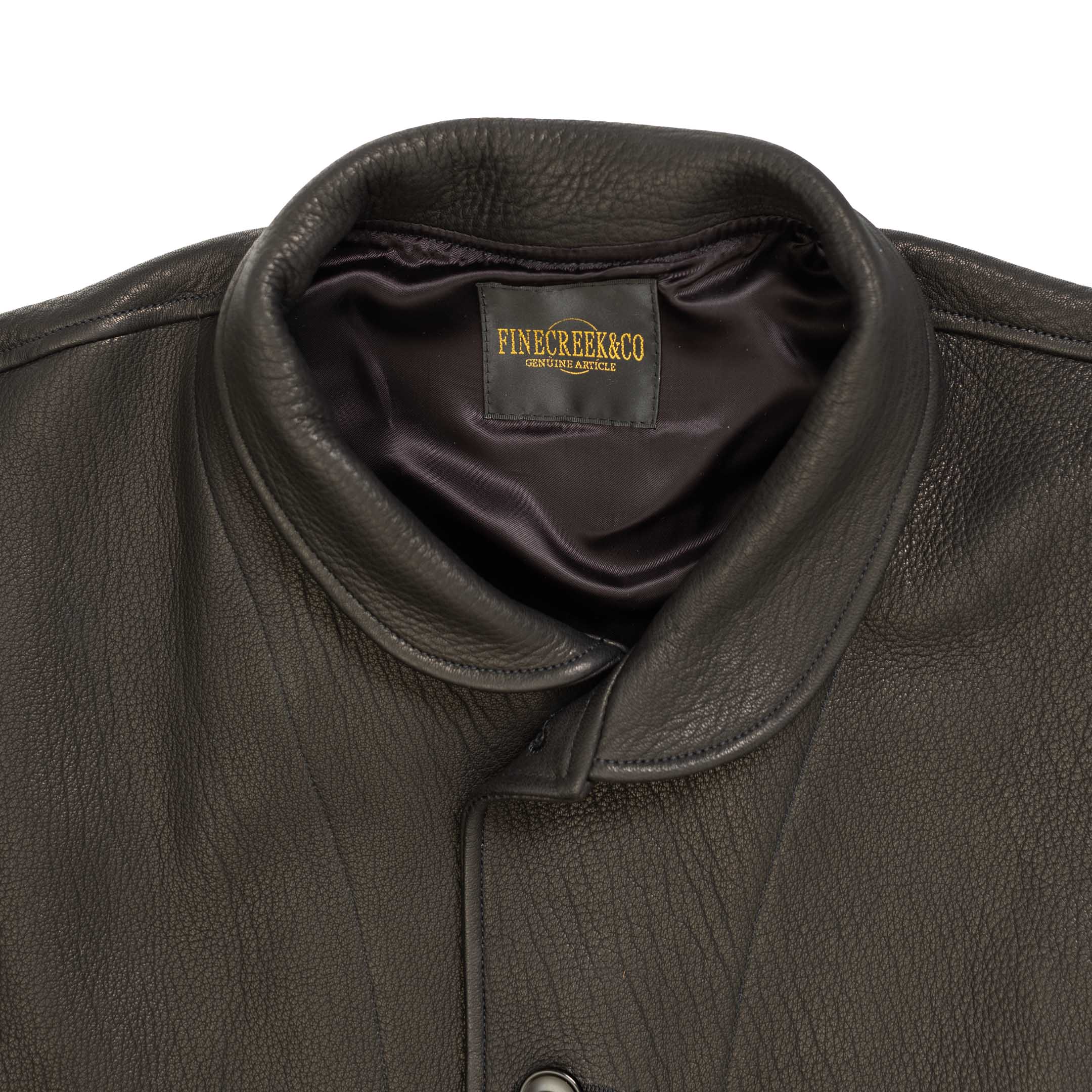 Fine Creek Leathers 'Joseph' Deerskin Leather Jacket Black - Image 3