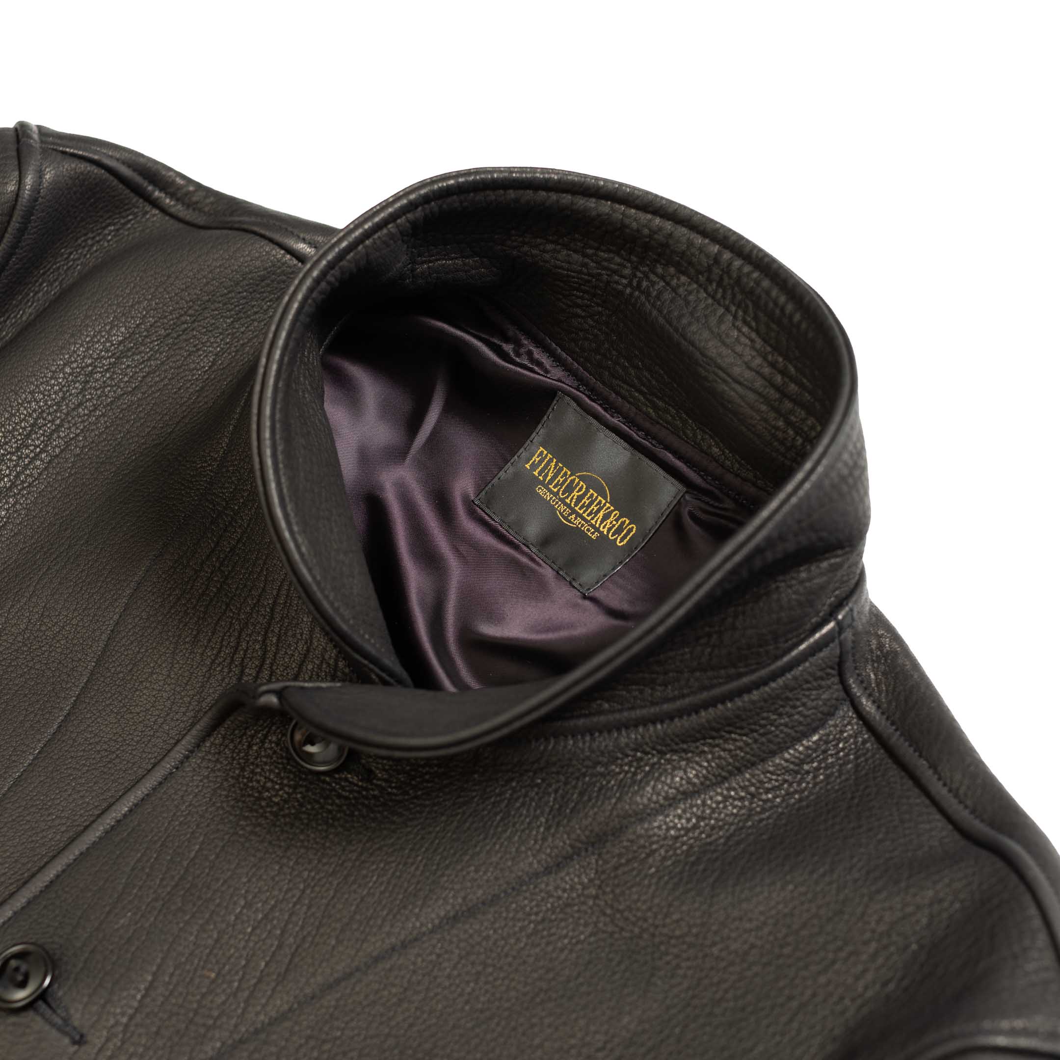 Fine Creek Leathers 'Joseph' Deerskin Leather Jacket Black - Image 4
