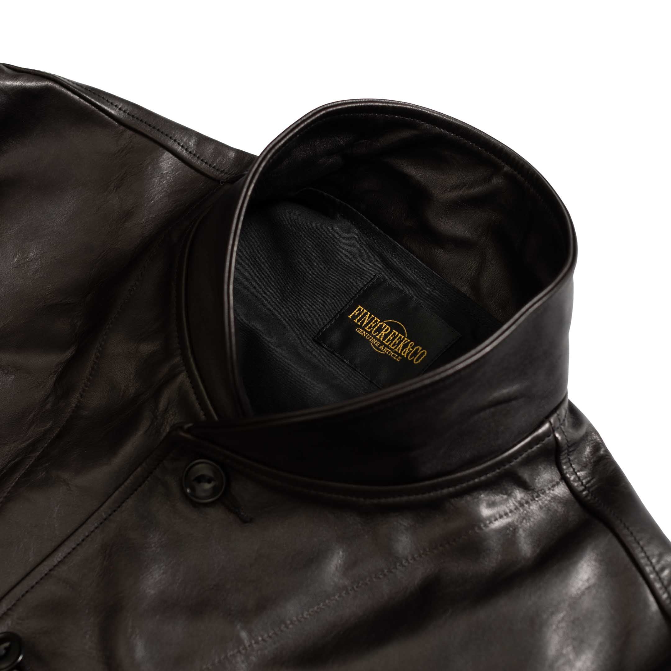 Fine Creek Leathers 'Joseph' Horsehide Leather Jacket Black - Image 4