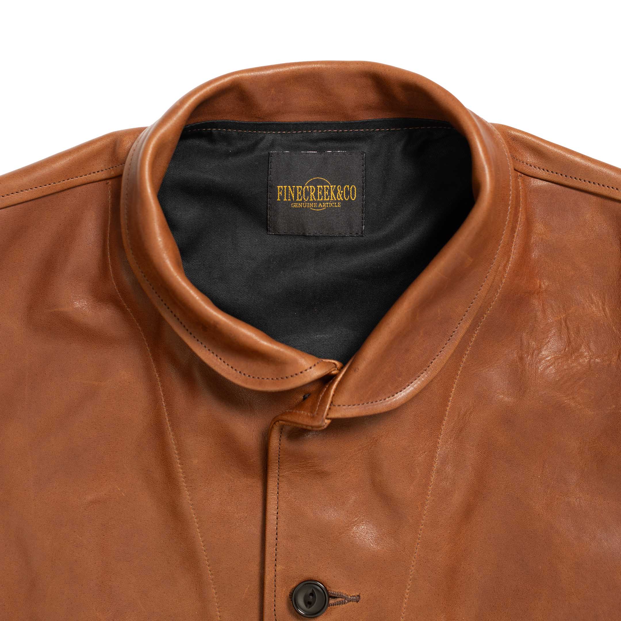 Fine Creek Leathers 'Joseph' Horsehide Leather Jacket Brown - Image 3