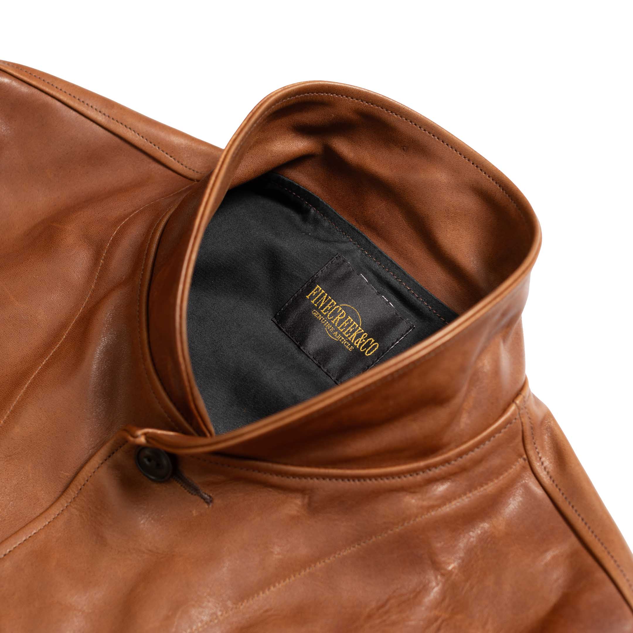 Fine Creek Leathers 'Joseph' Horsehide Leather Jacket Brown - Image 4