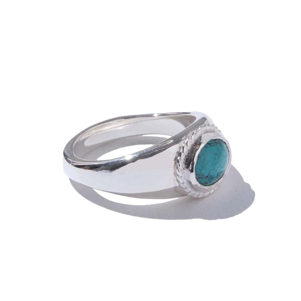 First Arrow's Oval Stamp Stand Ring w/Turquoise (R-169) - Image 2