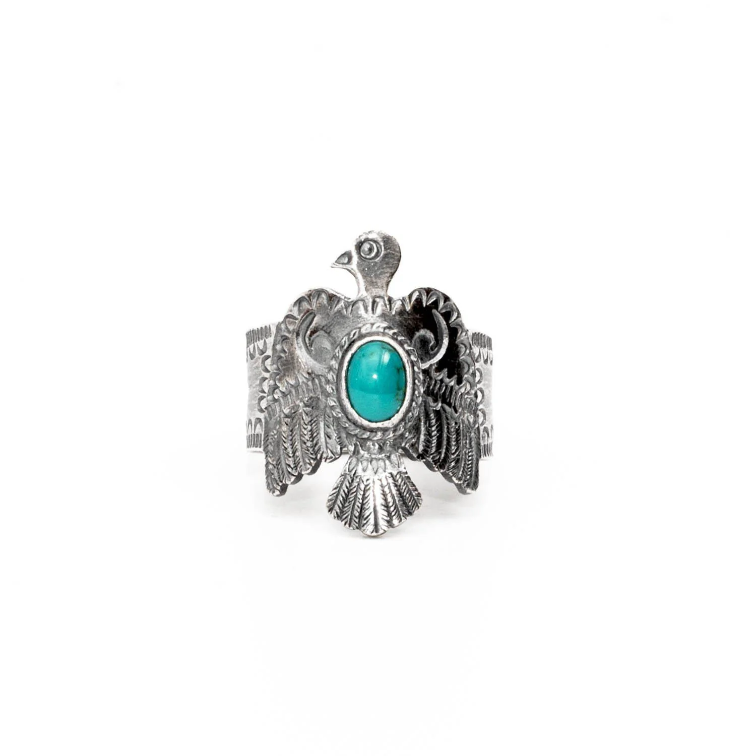 First Arrow's Thunderbird ring with turquoise R-150