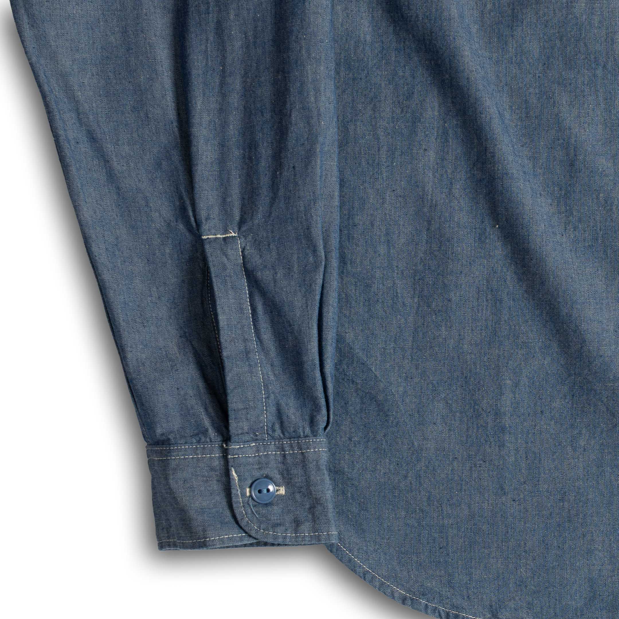 Full Count Chambray Shirt Blue - Image 5