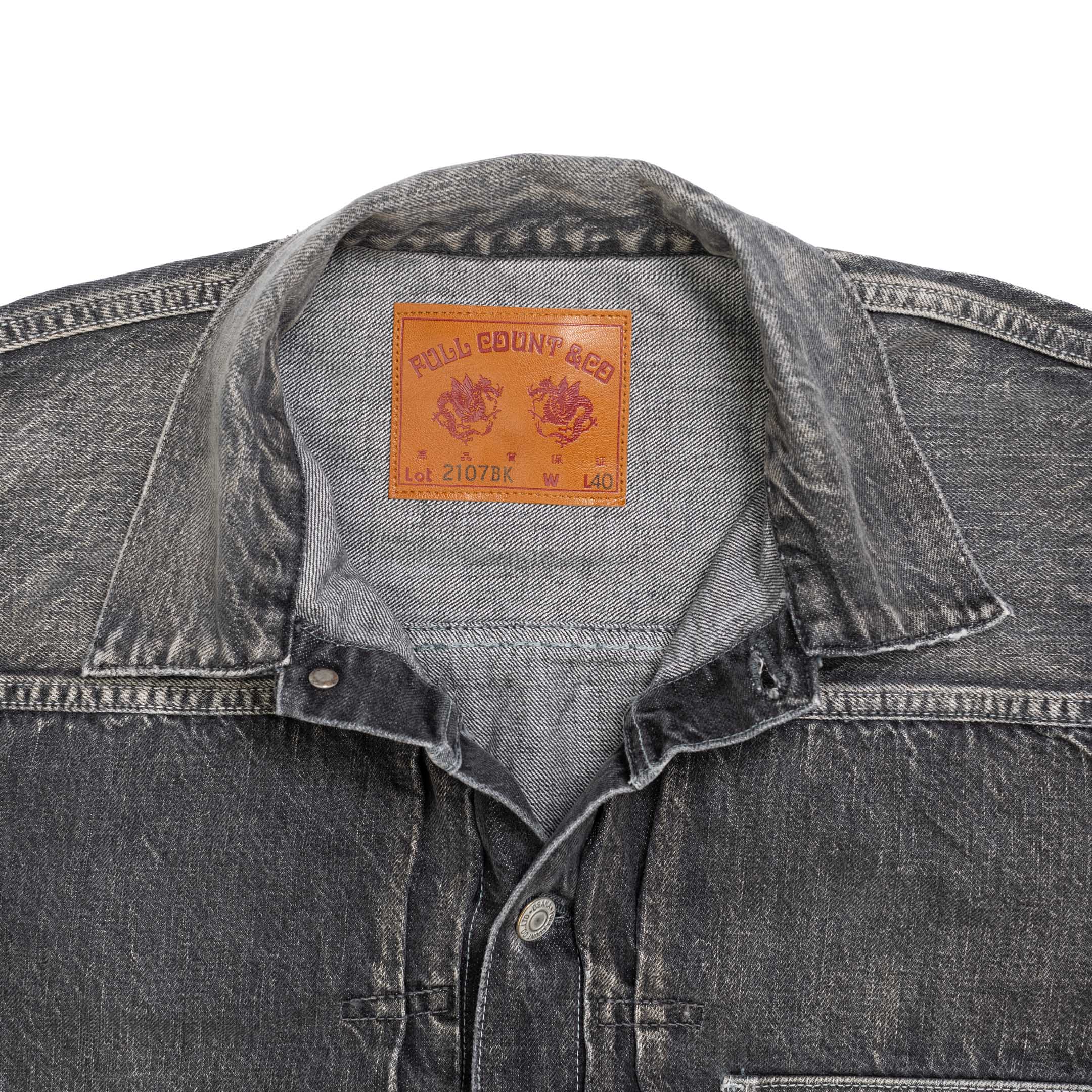 Full Count Type 1 Denim Jacket Dartford Black - Image 3