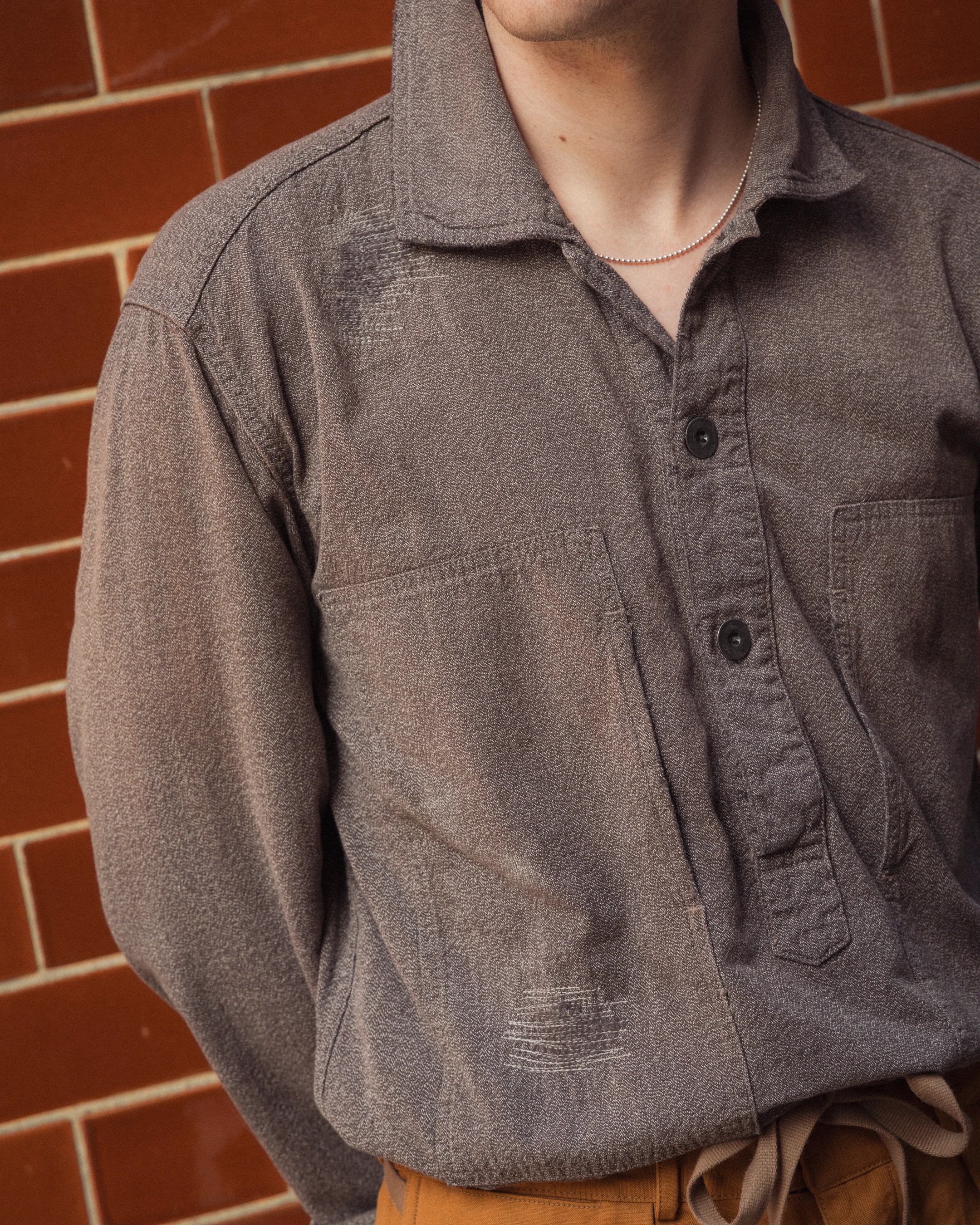 Full Count US Army Covert Chambray Pullover Shirt VE (Vintage Effect) Black - Image 9